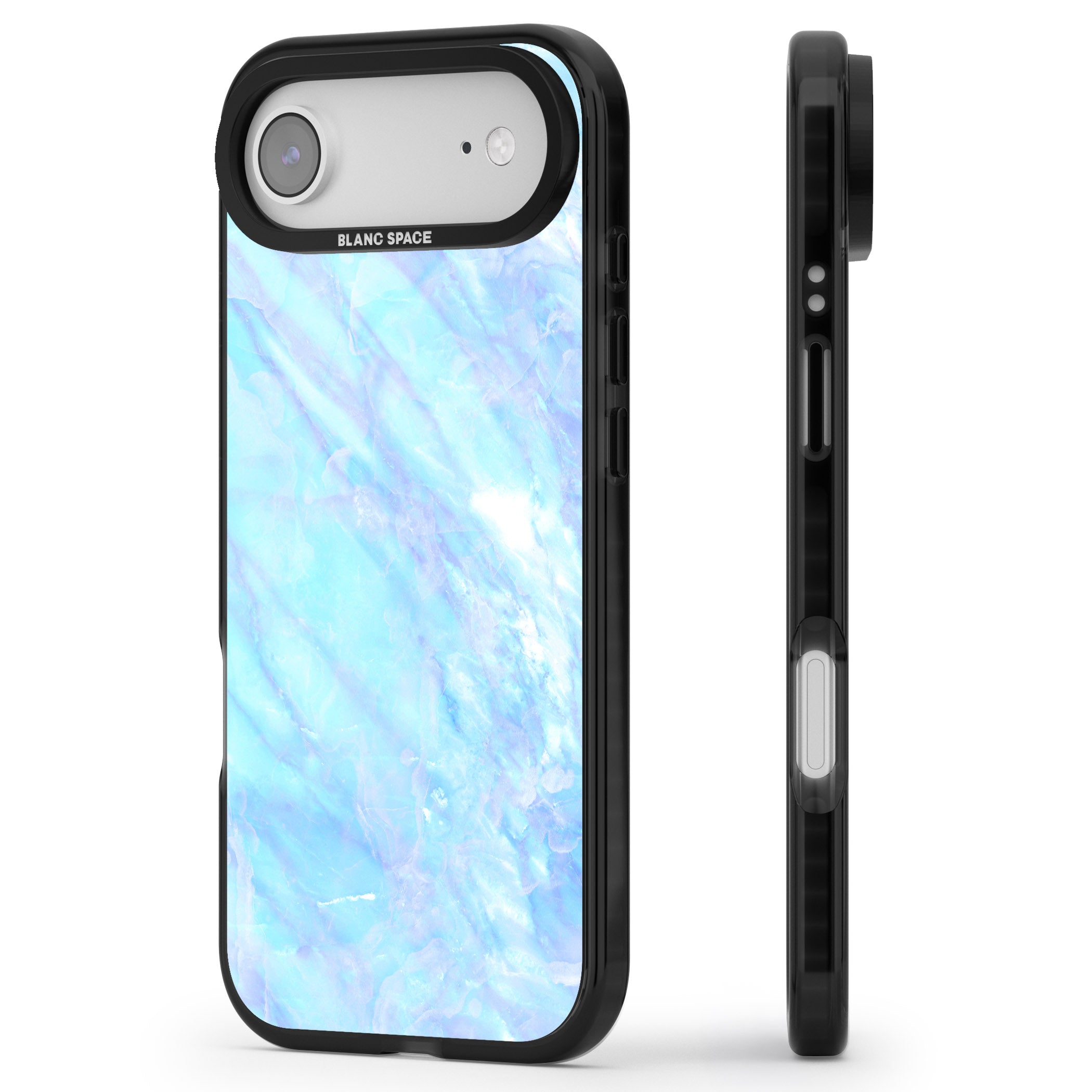 Iridescent Crystal Marble iPhone 17 Air Impact Black Phone Case Side Profile