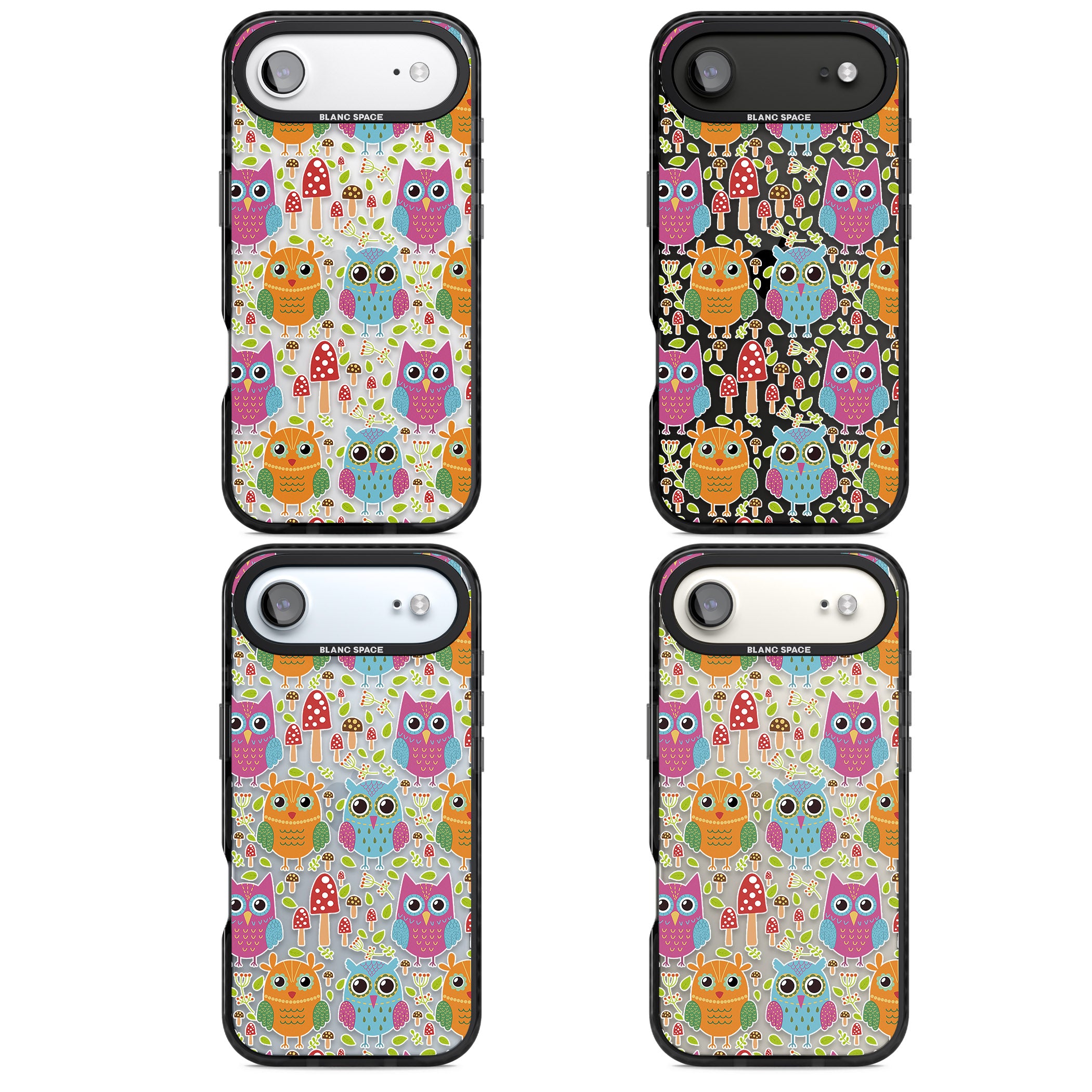 Forrest Owl Clear Pattern iPhone 17 Air Impact Black Phone Case APT Impact Protection