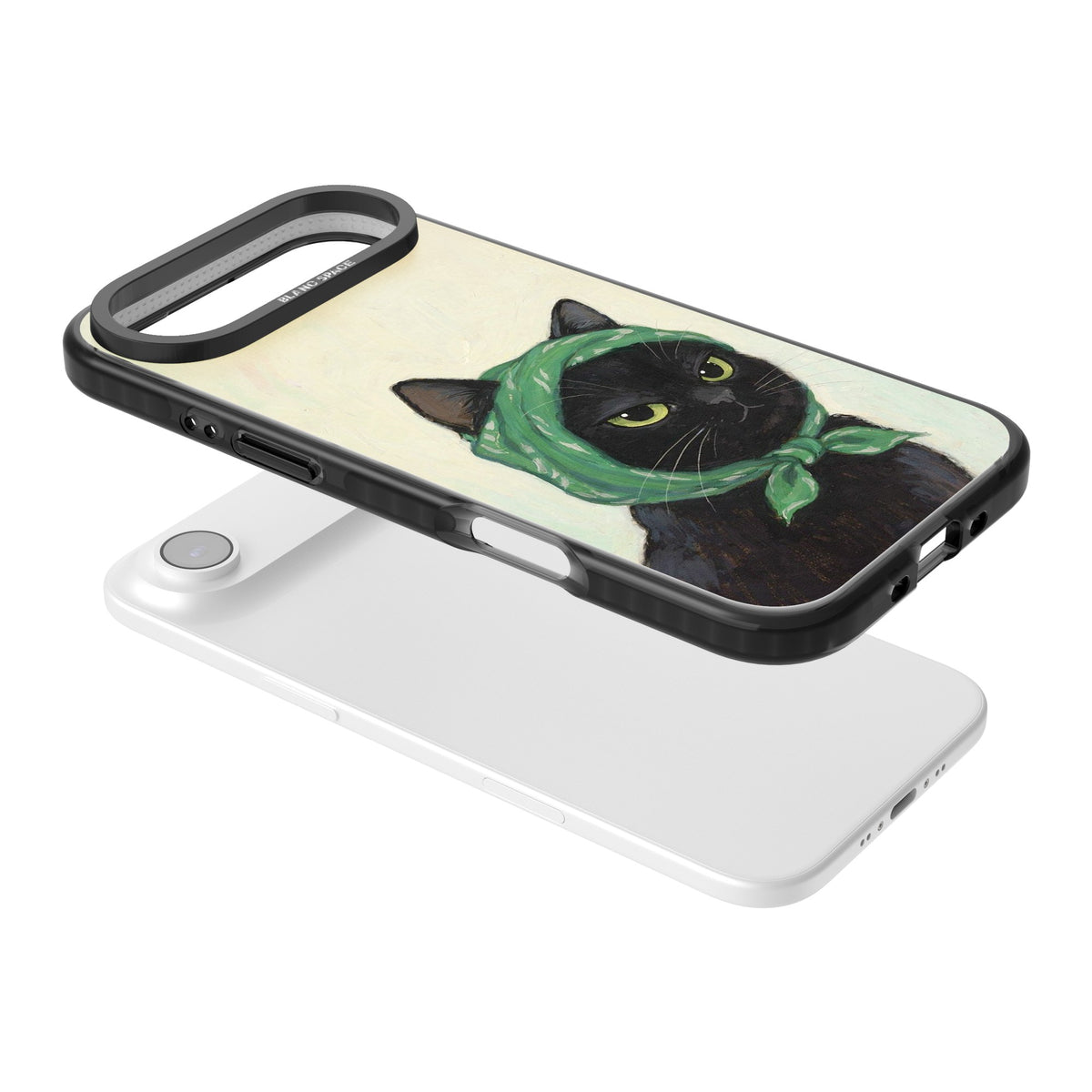 Unamused Kitty iPhone Air Impact Black Phone Case angled