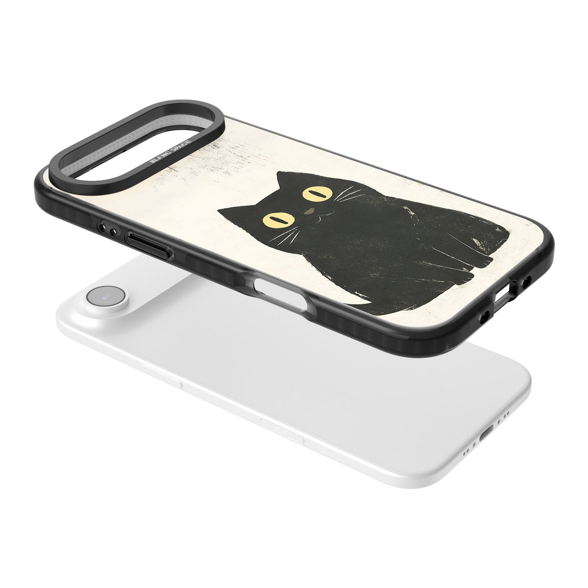 Midnight Whiskers iPhone Air Impact Black Phone Case angled