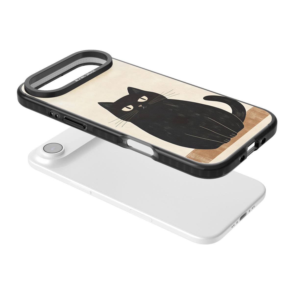 Sassy Black Cat iPhone Air Impact Black Phone Case angled
