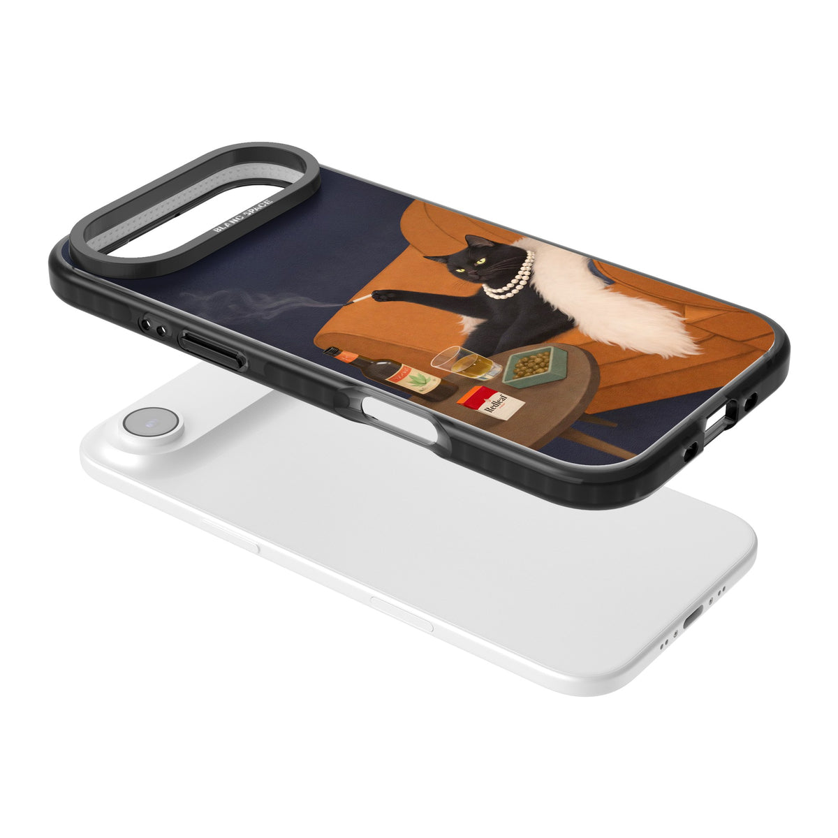 Spoiled Rotten Cat iPhone Air Impact Black Phone Case angled