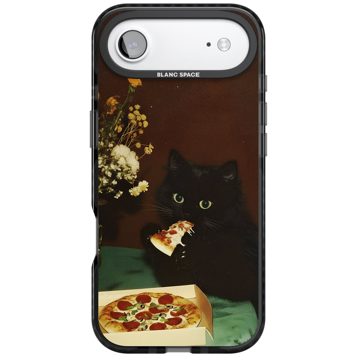 Late Night Snack Cat iPhone Air Impact Black Phone Case front