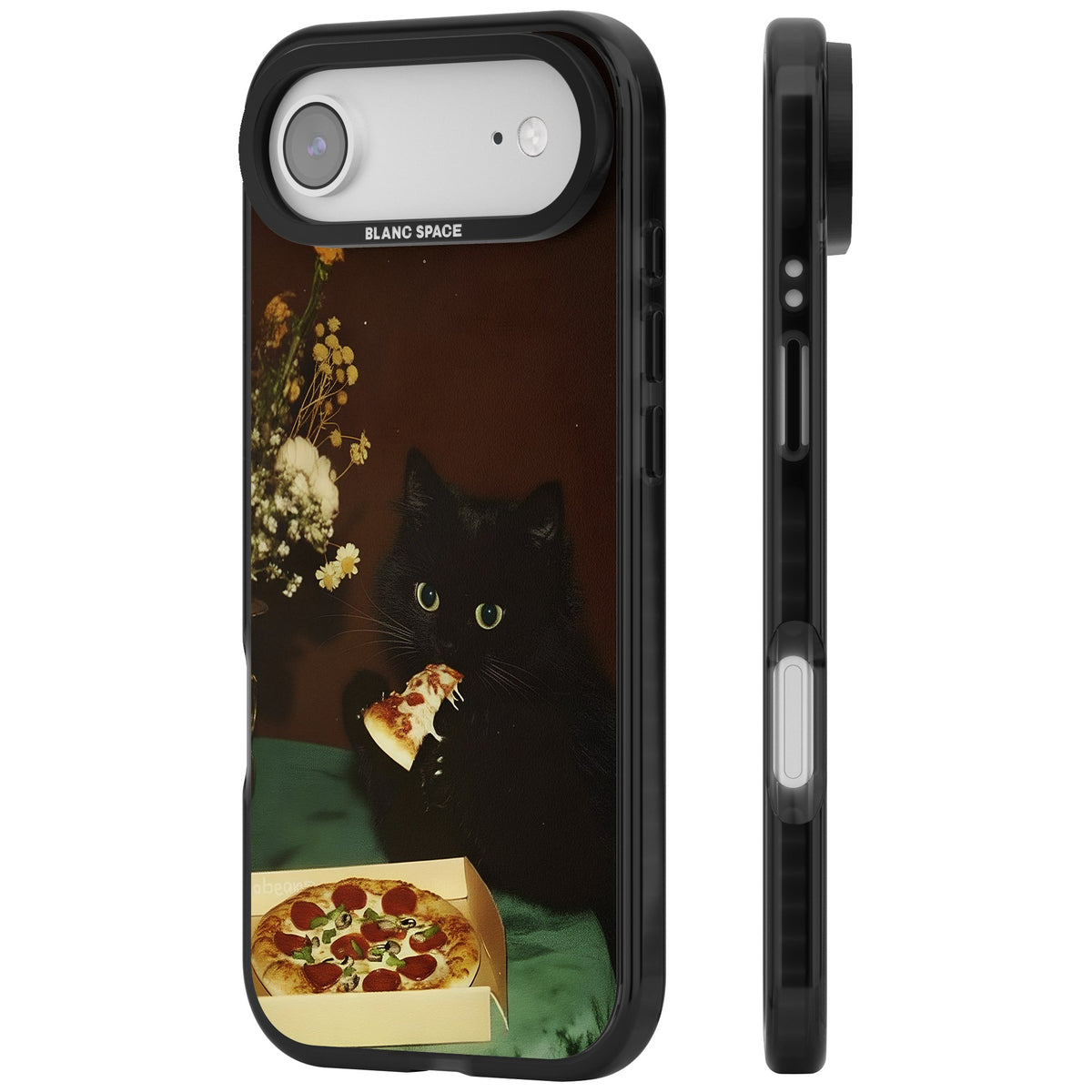 Late Night Snack Cat iPhone Air Impact Black Phone Case side