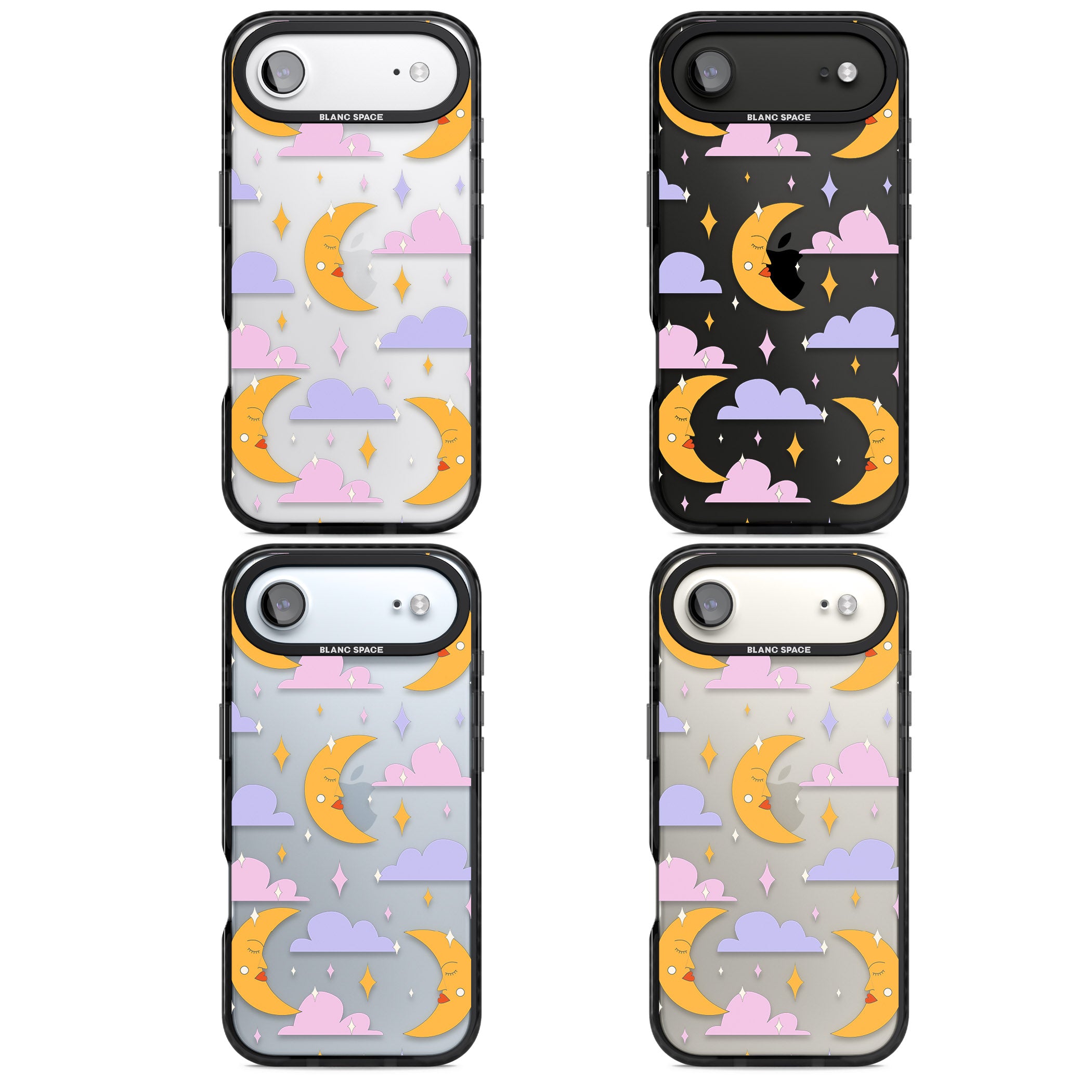 Moons & Clouds iPhone 17 Air Impact Black Phone Case APT Impact Protection
