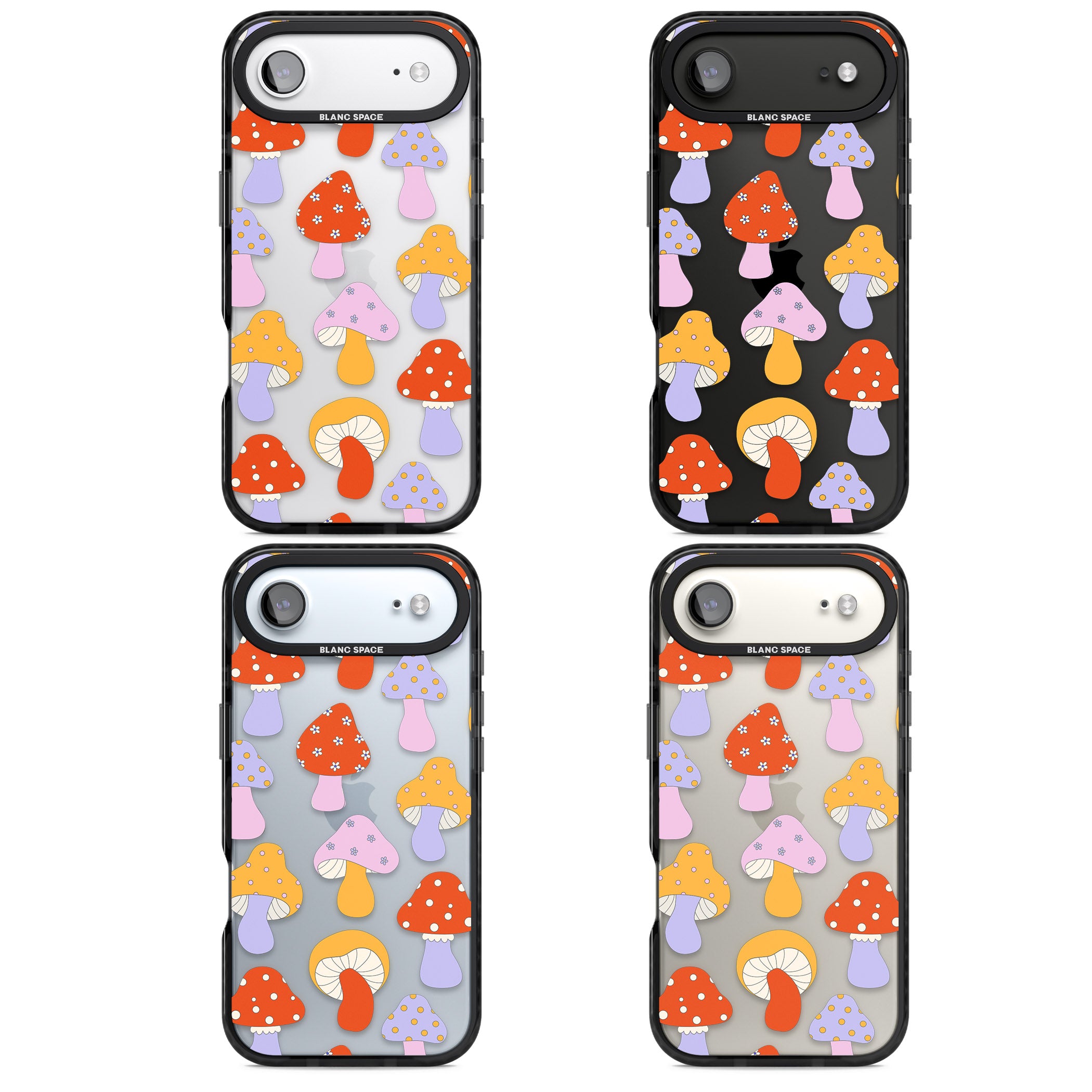 Happy Shrooms iPhone 17 Air Impact Black Phone Case APT Impact Protection