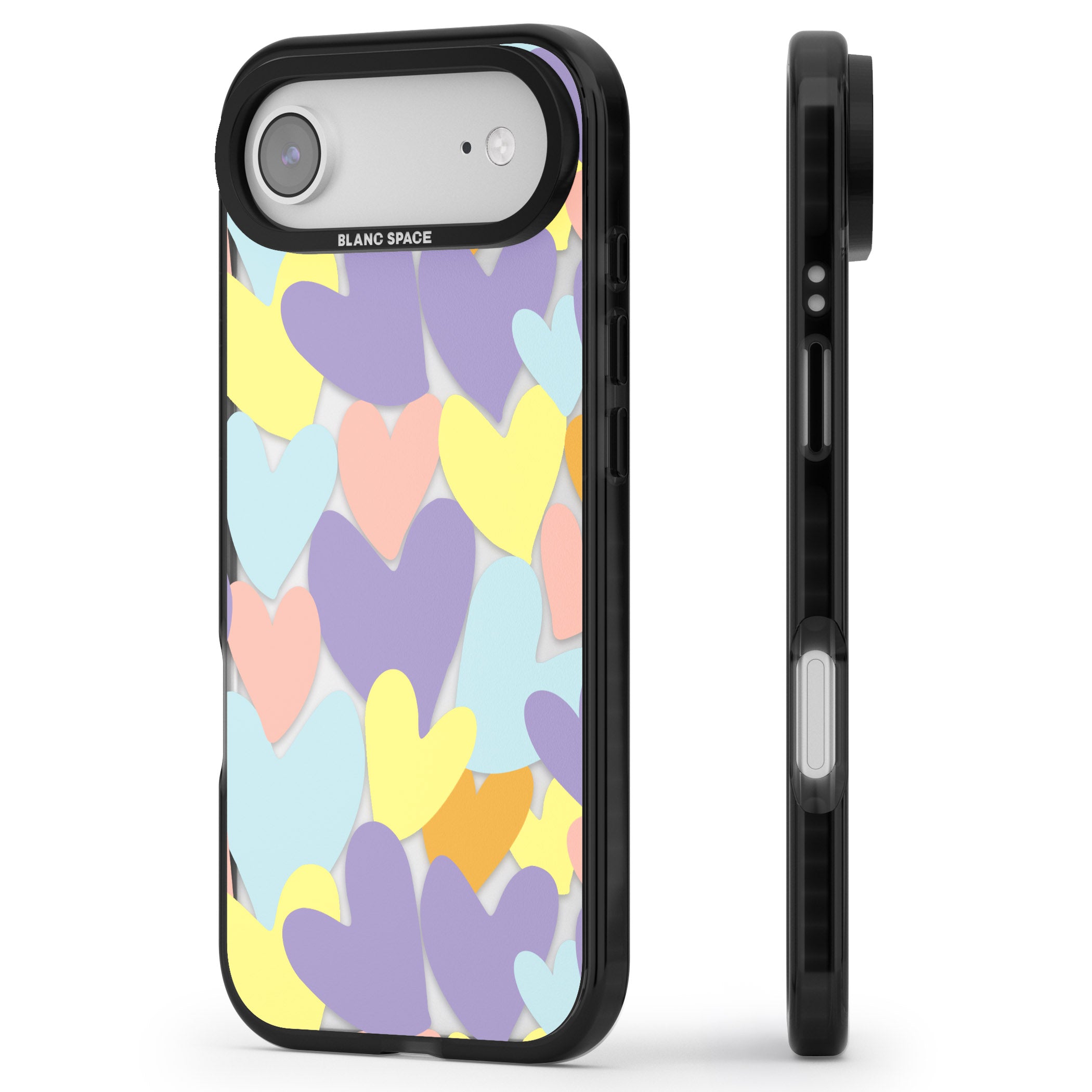 Pastel Hearts iPhone 17 Air Impact Black Phone Case Side Profile