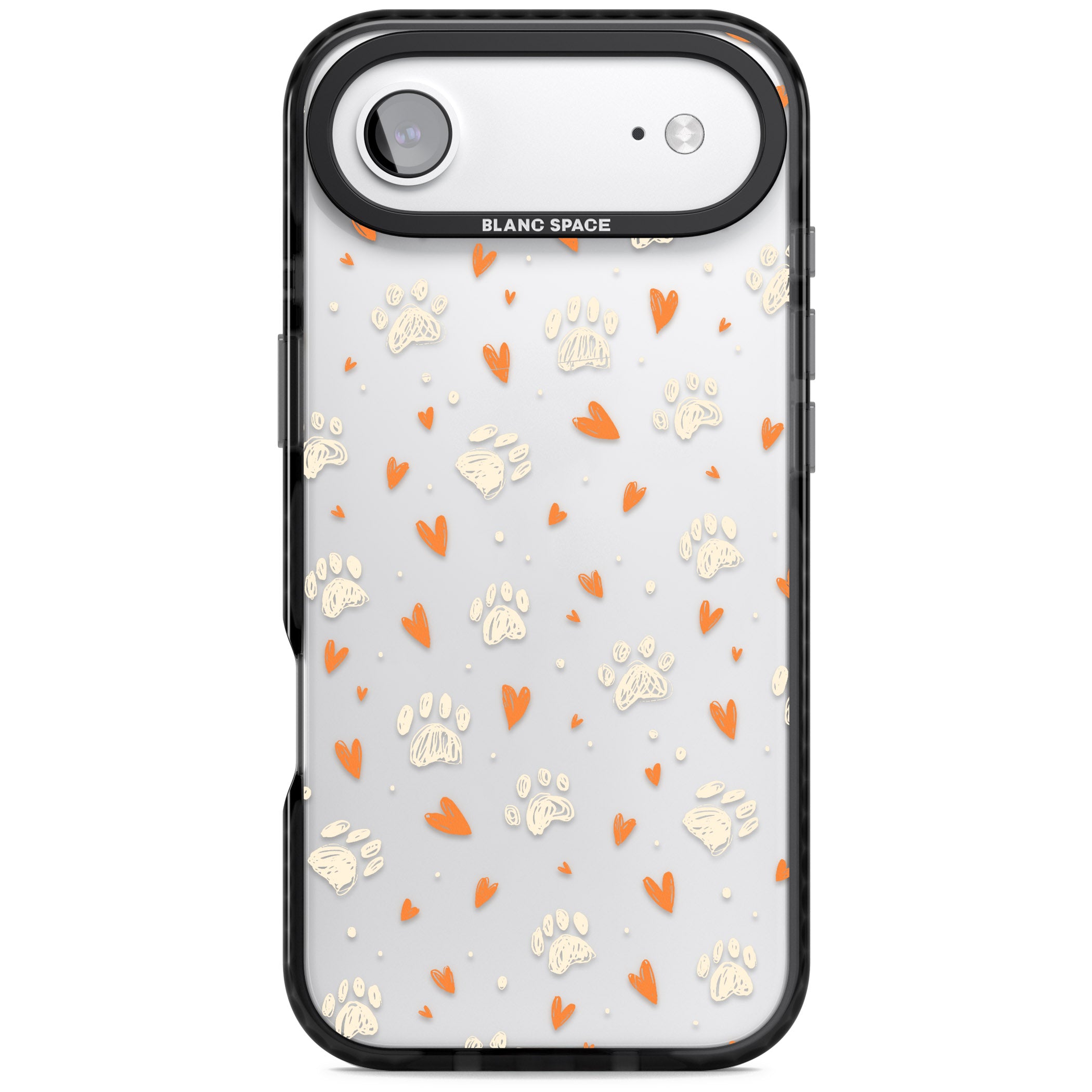 Paws And Hearts Pattern iPhone 17 Air Impact Black Phone Case
