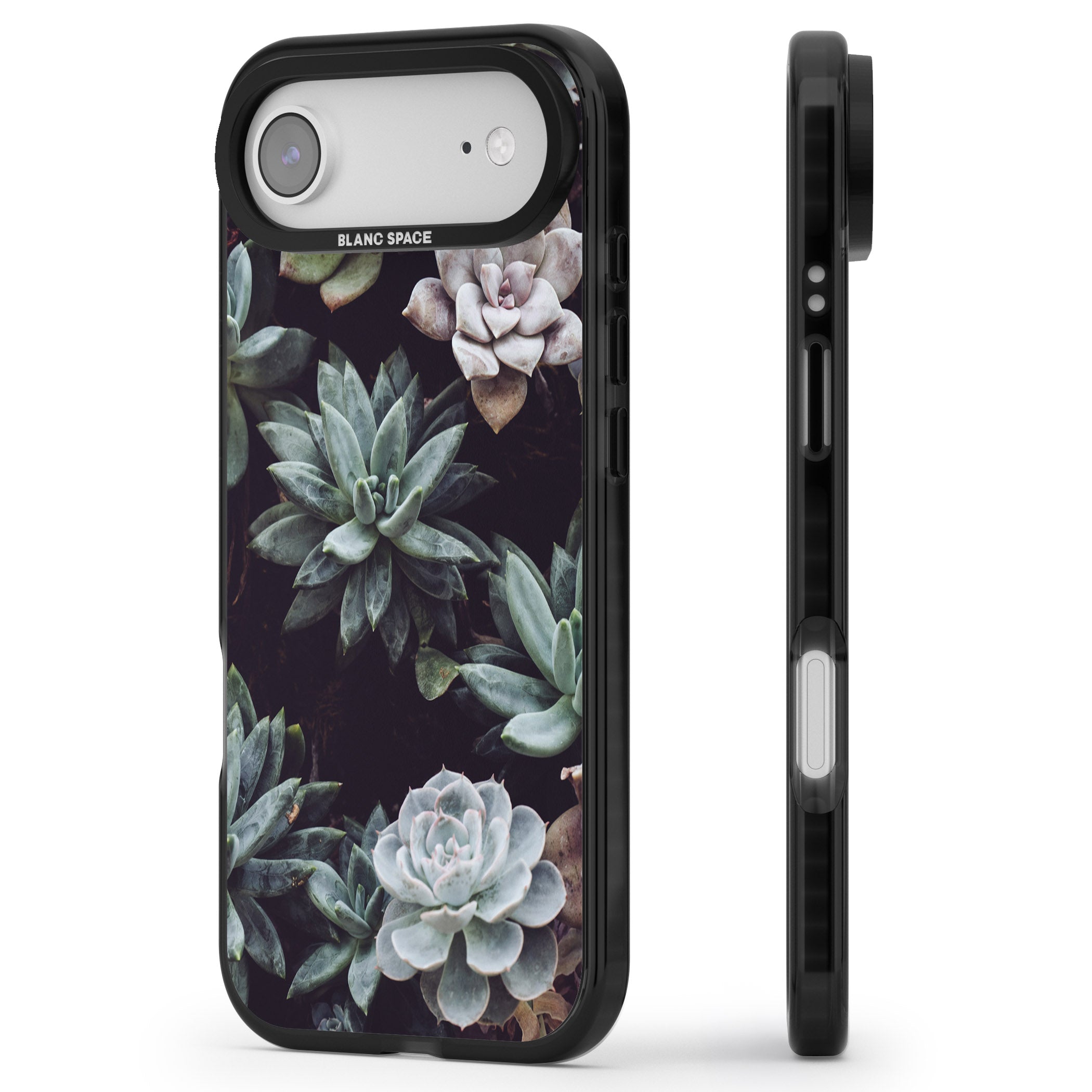 Succulent Bloom Mixed iPhone 17 Air Impact Black Phone Case Side Profile
