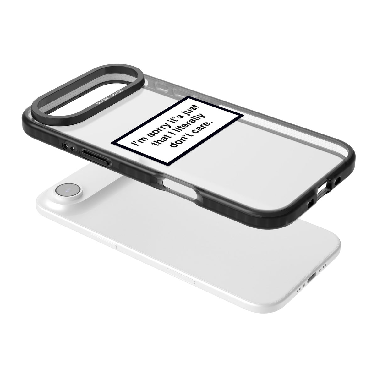 Literally Don't Care iPhone Air Impact Black Phone Case angled