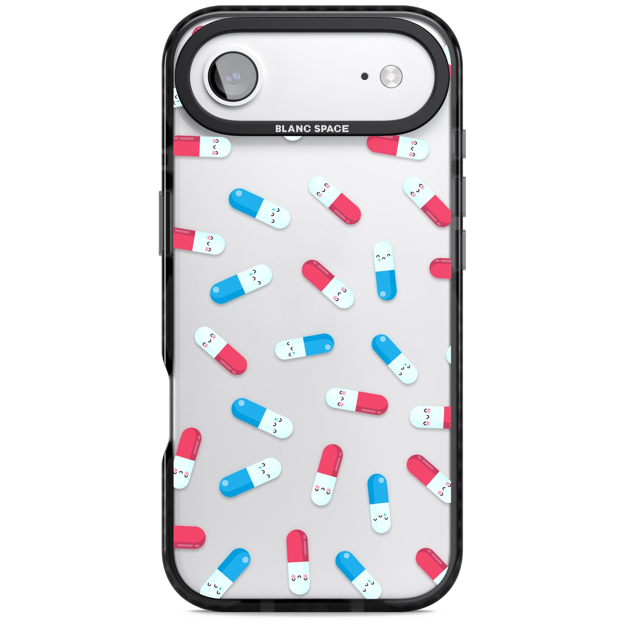 Kawaii Pill Pattern iPhone 17 Air Impact Black Phone Case