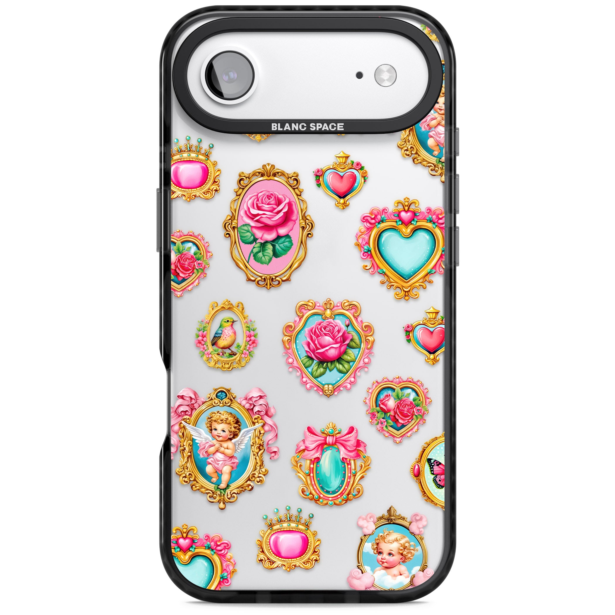 Angelcore Hearts Frames iPhone 17 Air Impact Black Phone Case