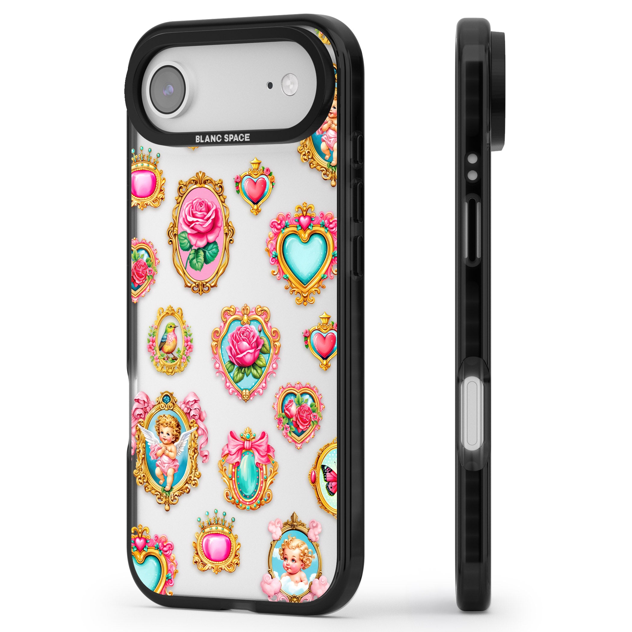 Angelcore Hearts Frames iPhone 17 Air Impact Black Phone Case Side Profile