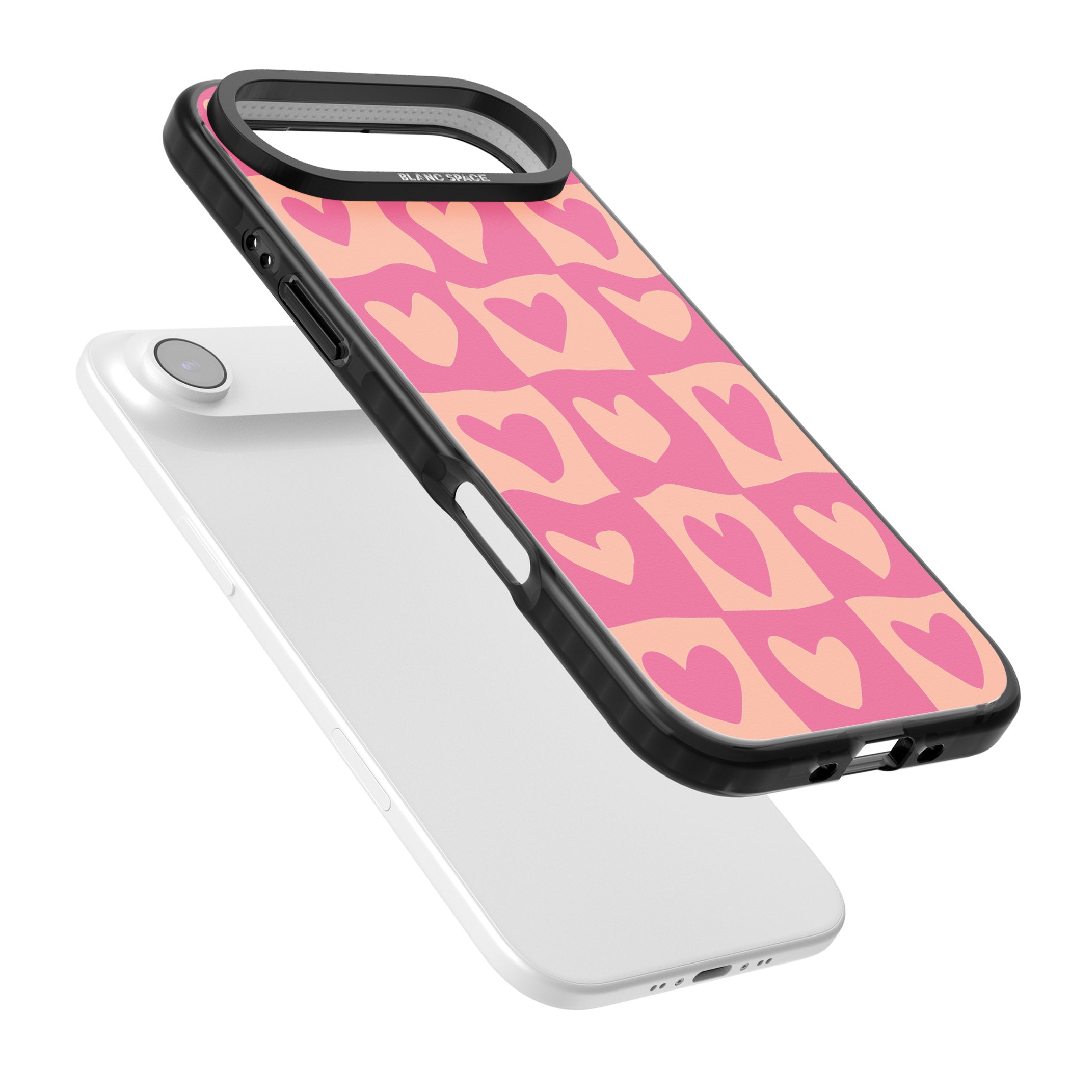 Pink Wavy Checked Hearts iPhone 17 Air Impact Black Phone Case Colours