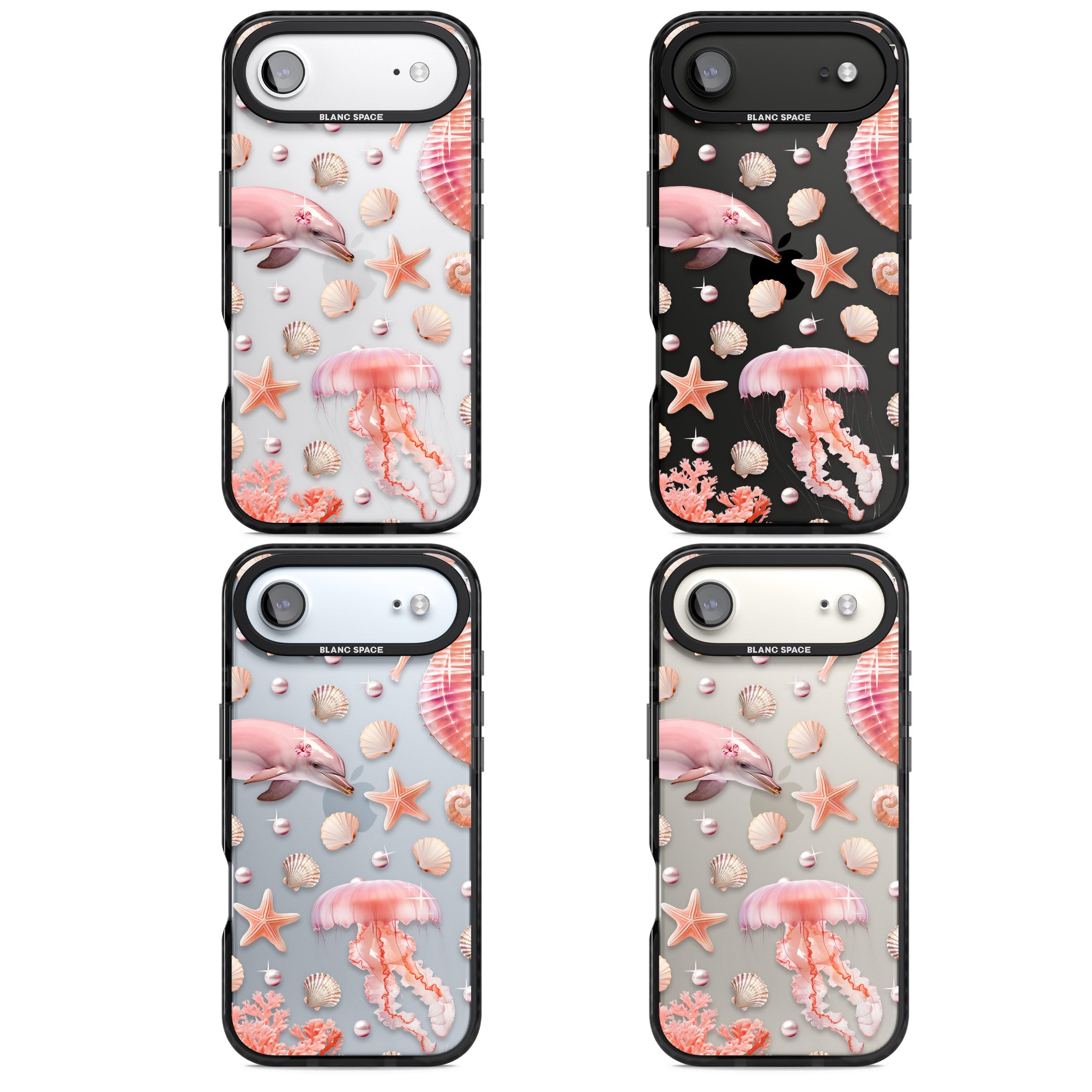 Pink Sealife iPhone 17 Air Impact Black Phone Case APT Impact Protection