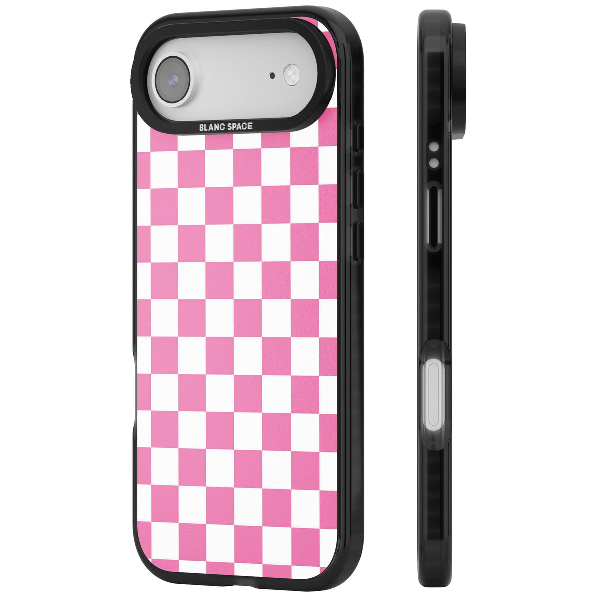 Pink Checkerboard iPhone Air Impact Black Phone Case side