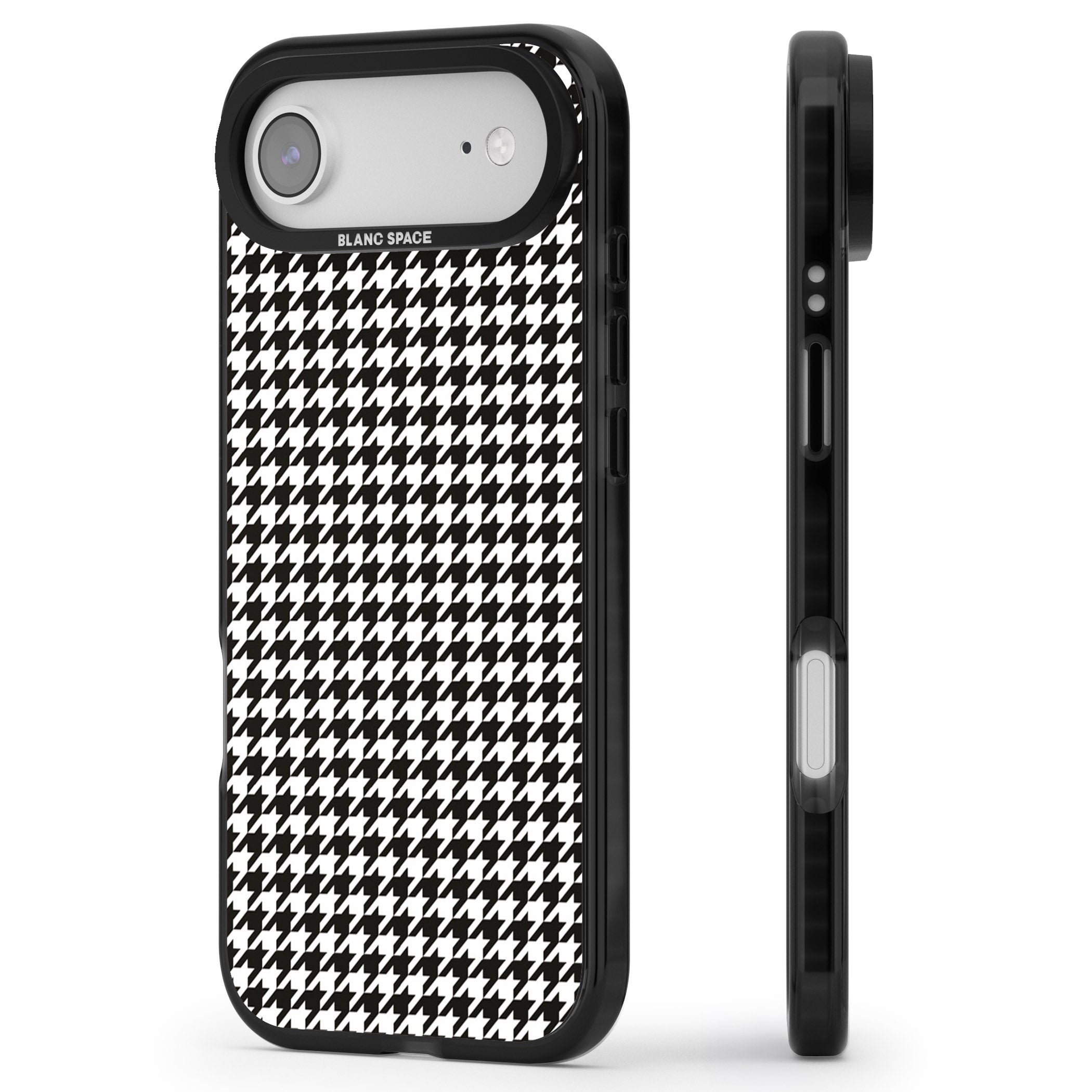 Chic Houndstooth Check iPhone 17 Air Impact Black Phone Case Side Profile