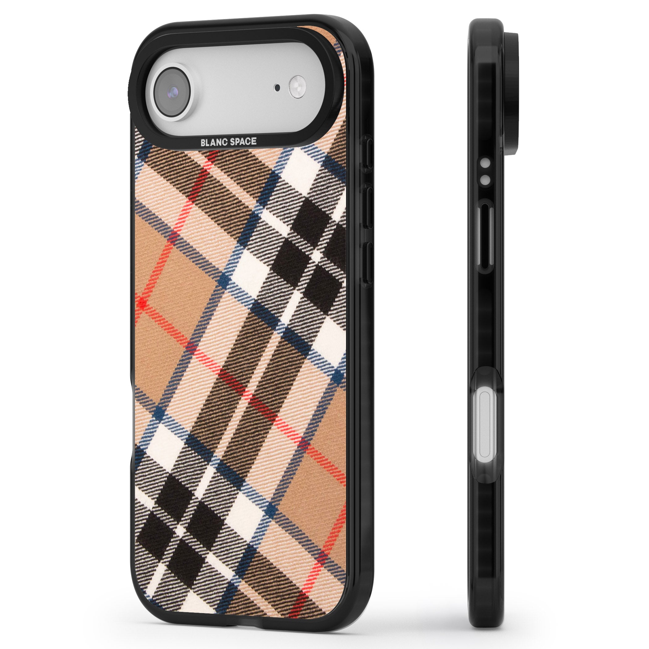 Haymarket Check iPhone 17 Air Impact Black Phone Case Side Profile