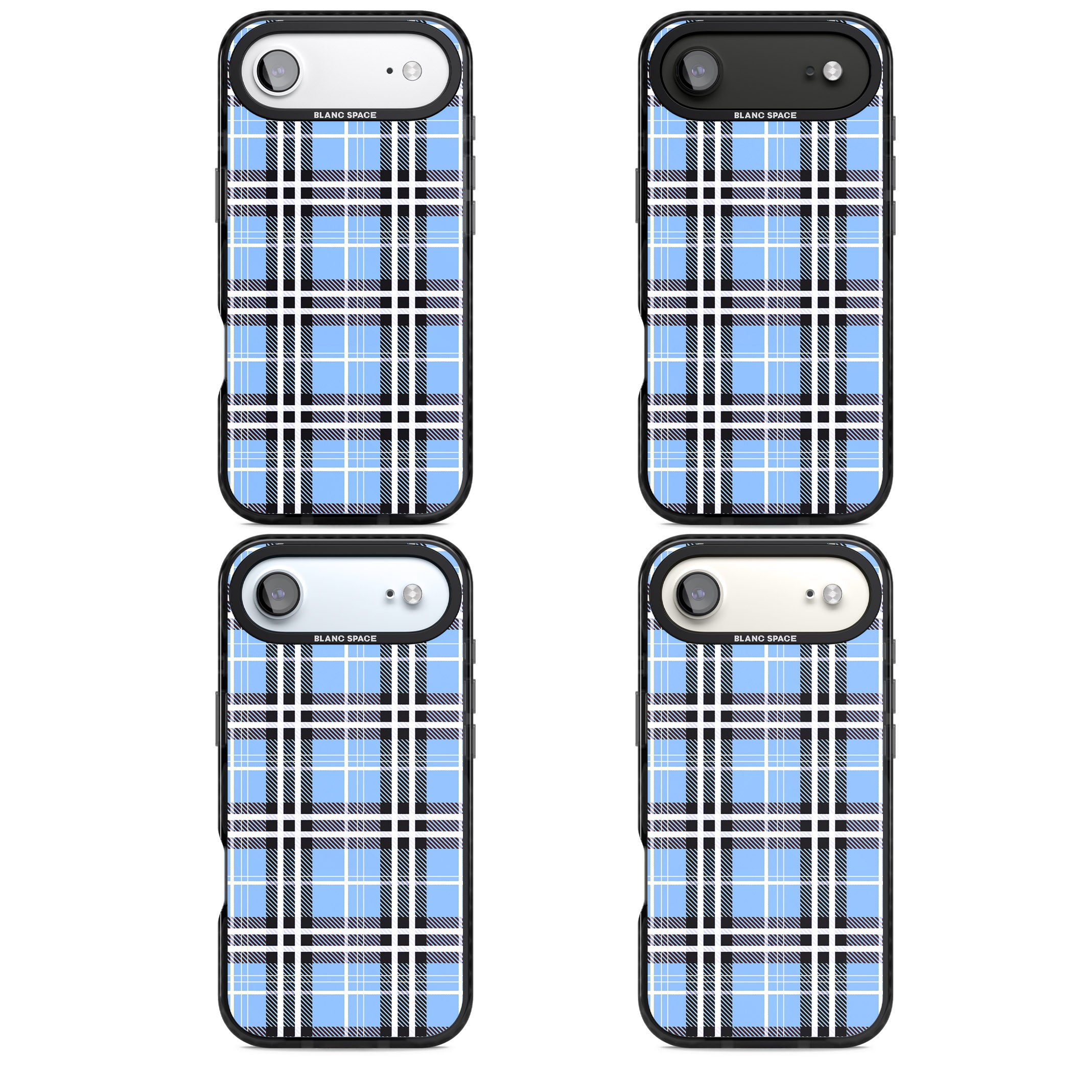 Blue Plaid iPhone 17 Air Impact Black Phone Case APT Impact Protection