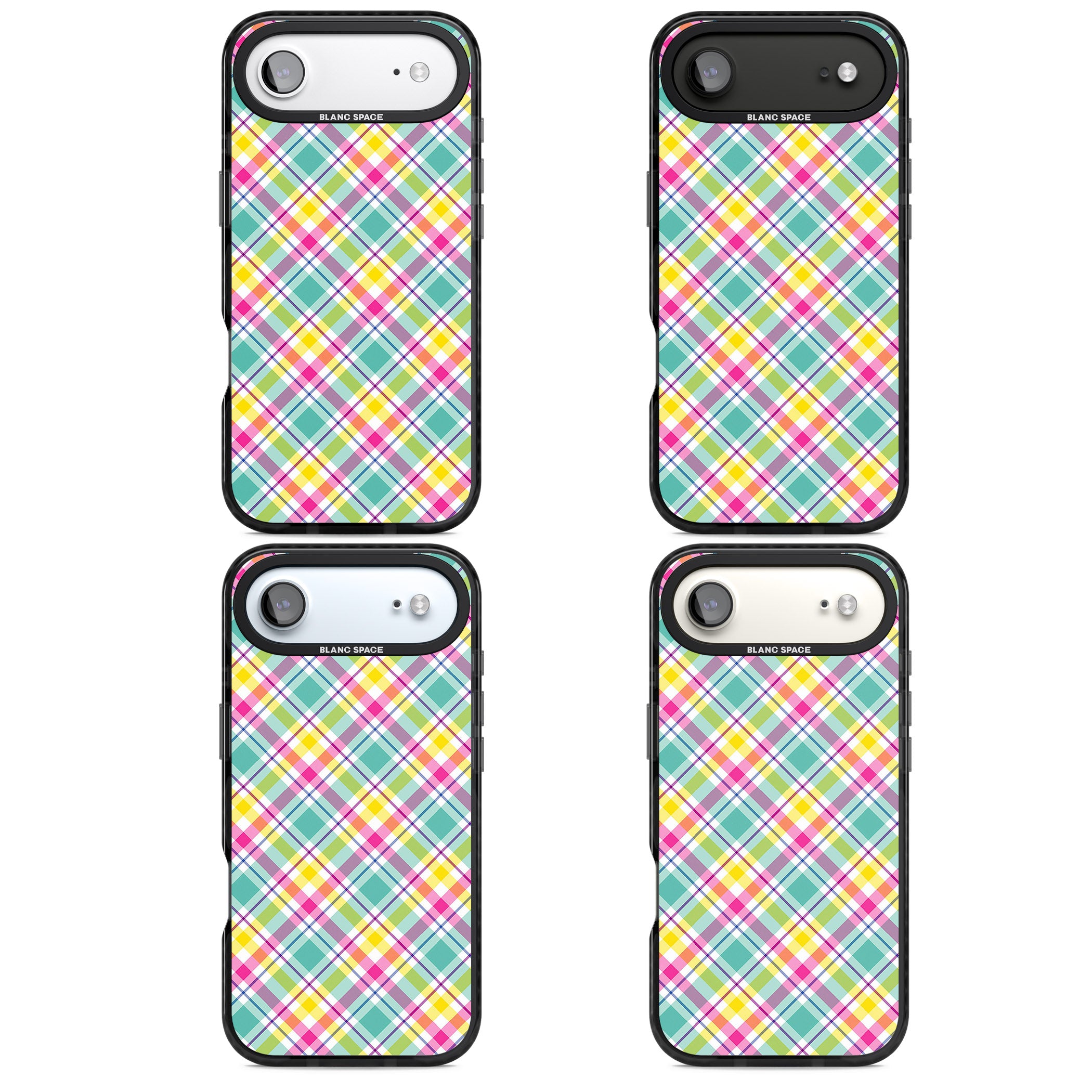 Crosshatch Plaid iPhone 17 Air Impact Black Phone Case APT Impact Protection