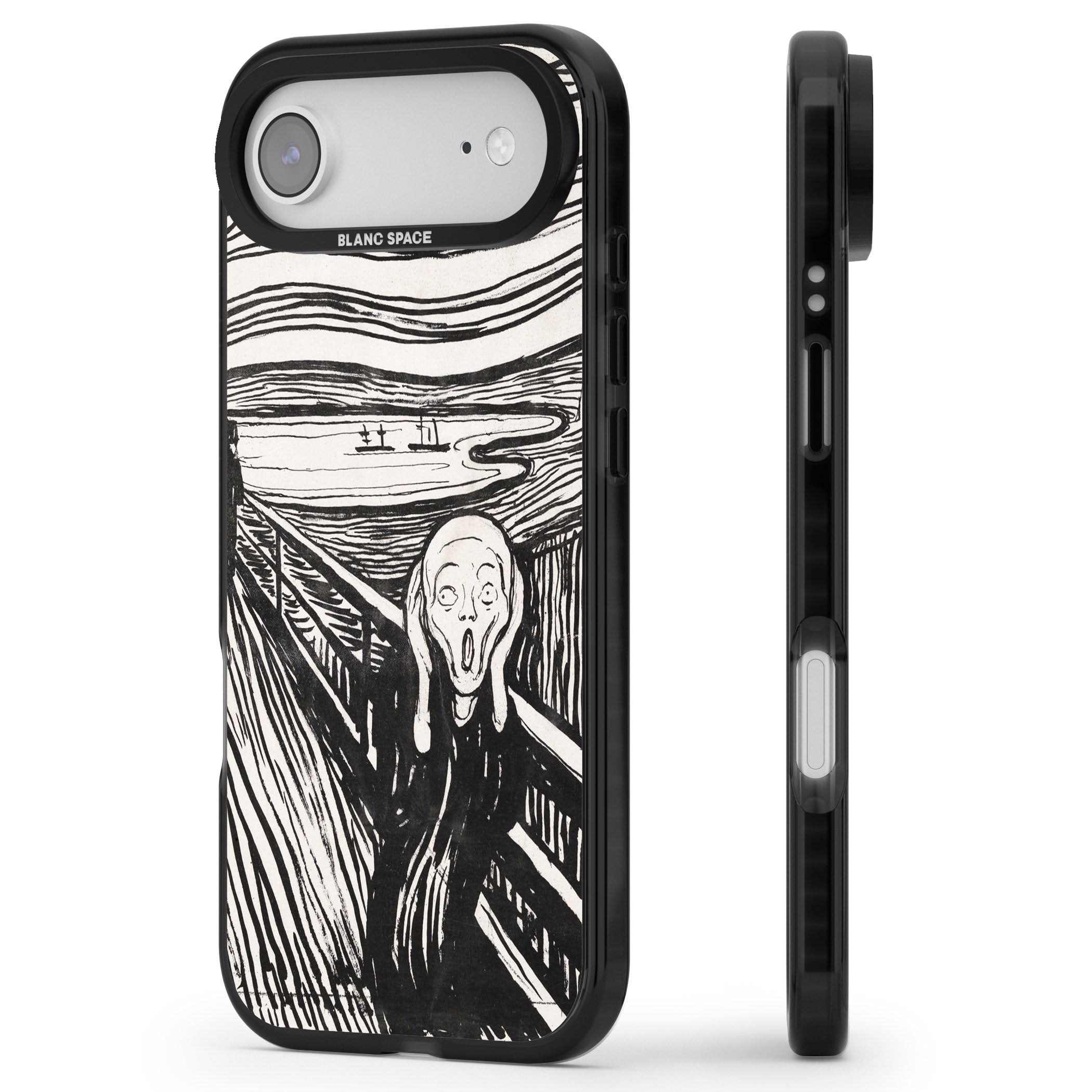 The Scream iPhone 17 Air Impact Black Phone Case Side Profile