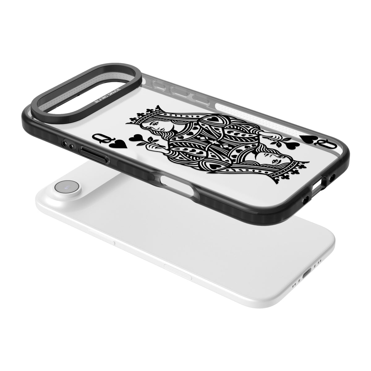 Queen Of Hearts (Black) iPhone Air Impact Black Phone Case angled