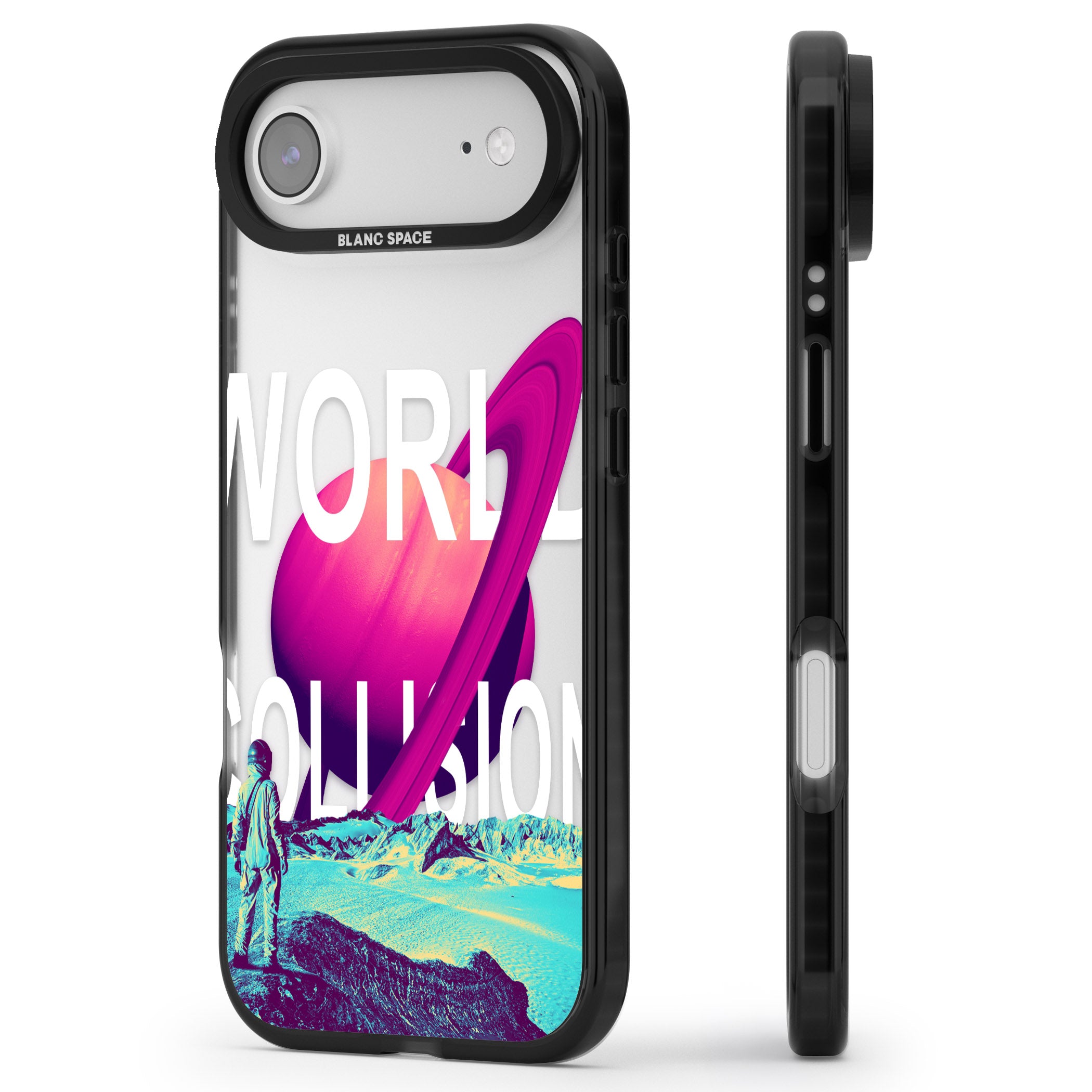World Collision iPhone 17 Air Impact Black Phone Case Side Profile