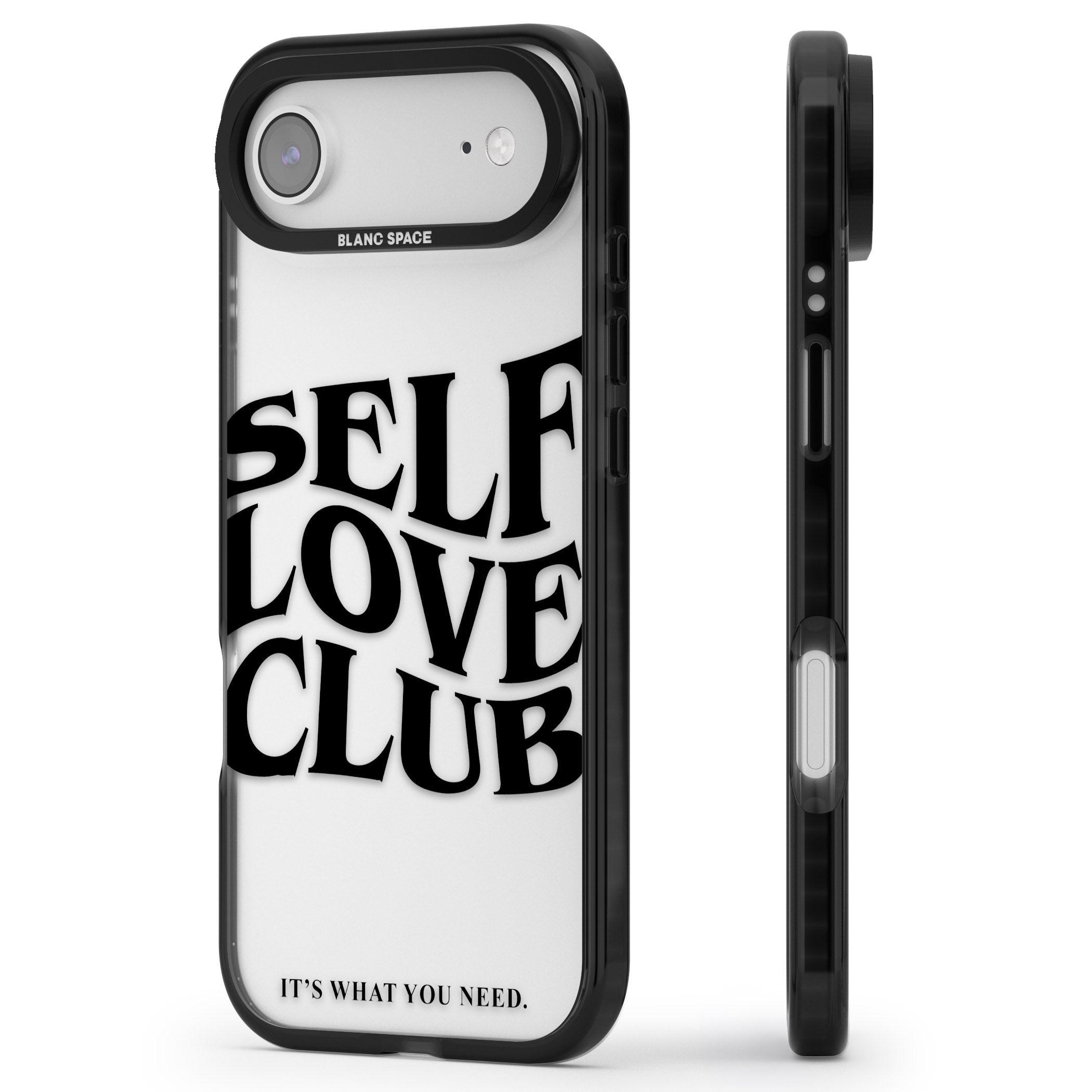 Self Love Club Black iPhone 17 Air Impact Black Phone Case Side Profile