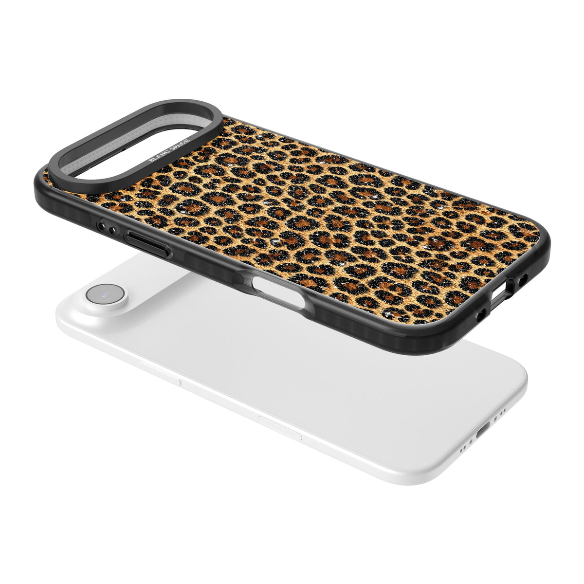 Diamond Leopard iPhone Air Impact Black Phone Case angled