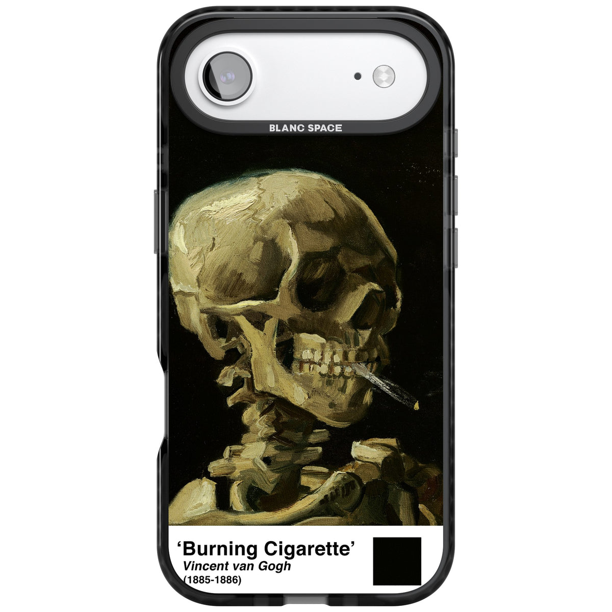 Skull Of A Skeleton With Burning Cigarette iPhone Air Impact Black Phone Case front