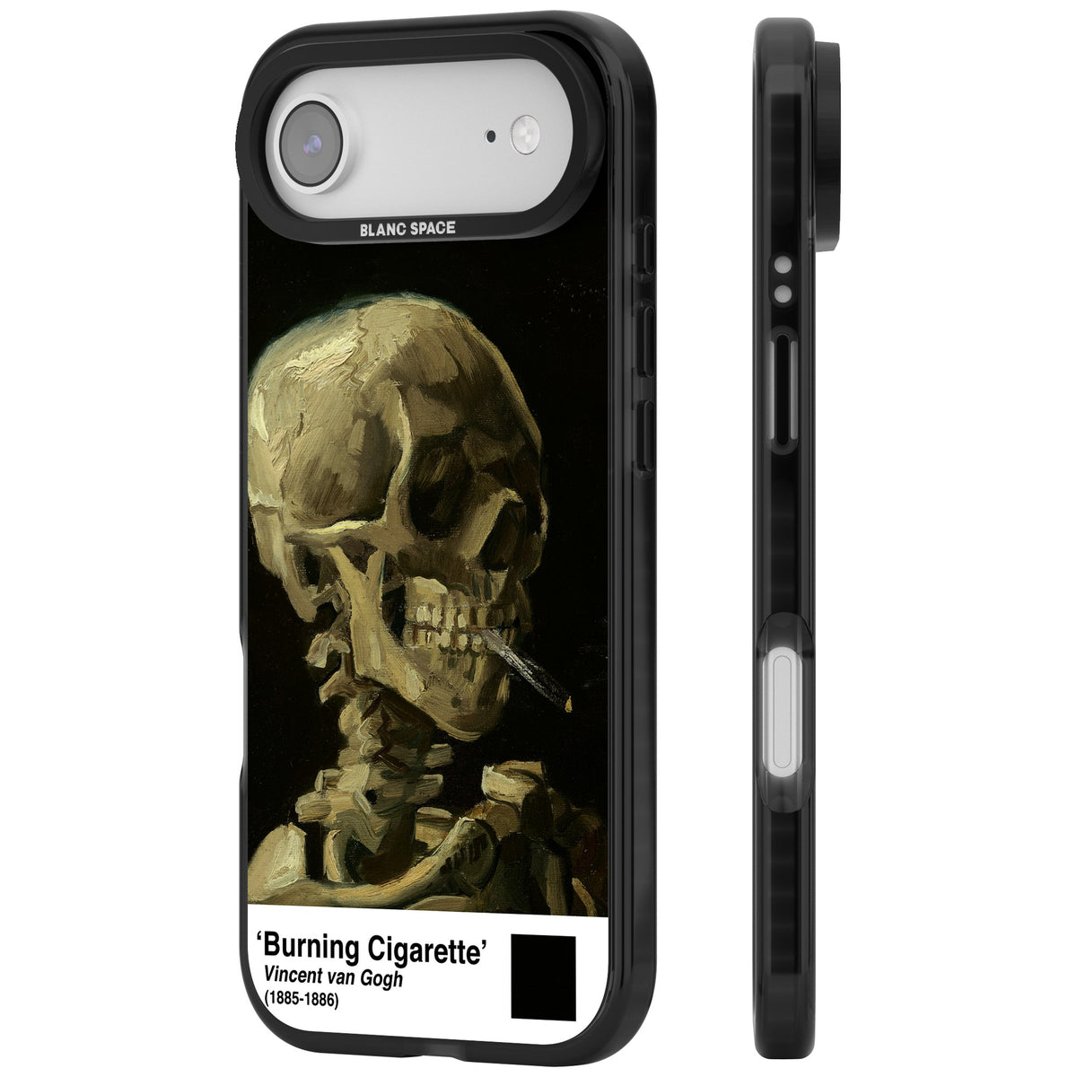 Skull Of A Skeleton With Burning Cigarette iPhone Air Impact Black Phone Case side