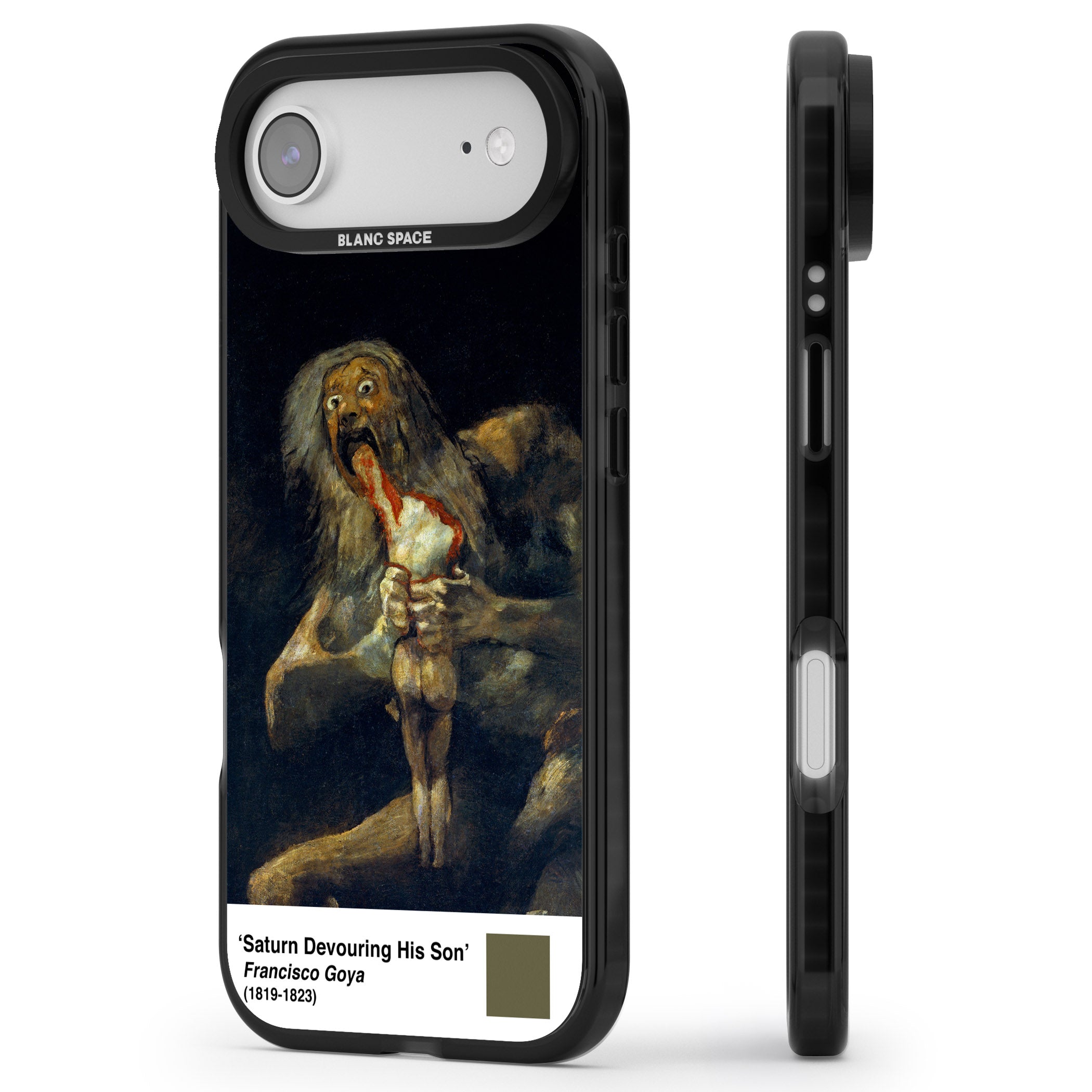 Saturn Devouring His Son iPhone 17 Air Impact Black Phone Case Side Profile