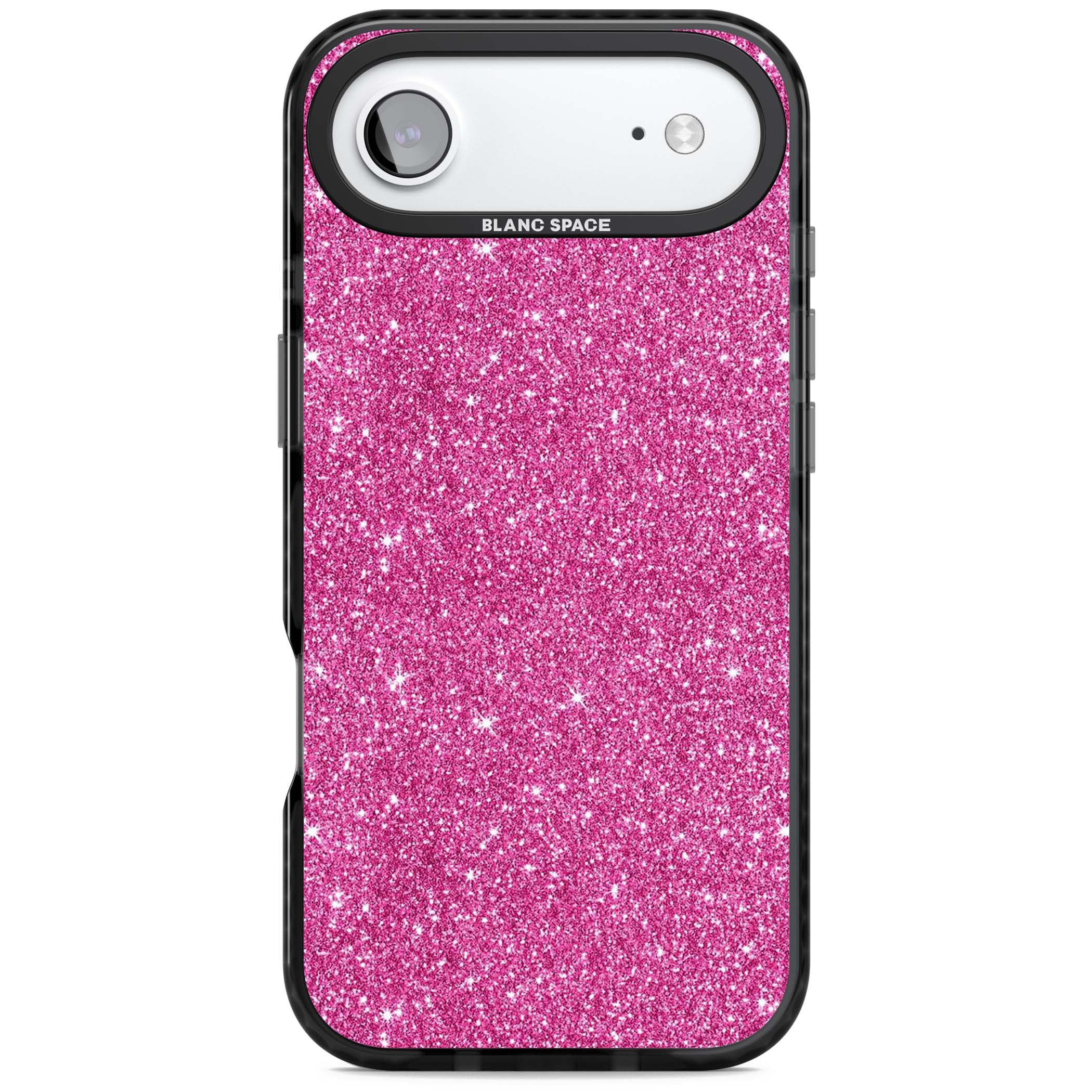 Pink Glitter Y2K iPhone case featuring hot pink glitter wallpaper with sparkle shimmer effect | Clear Impact case for iPhone Air