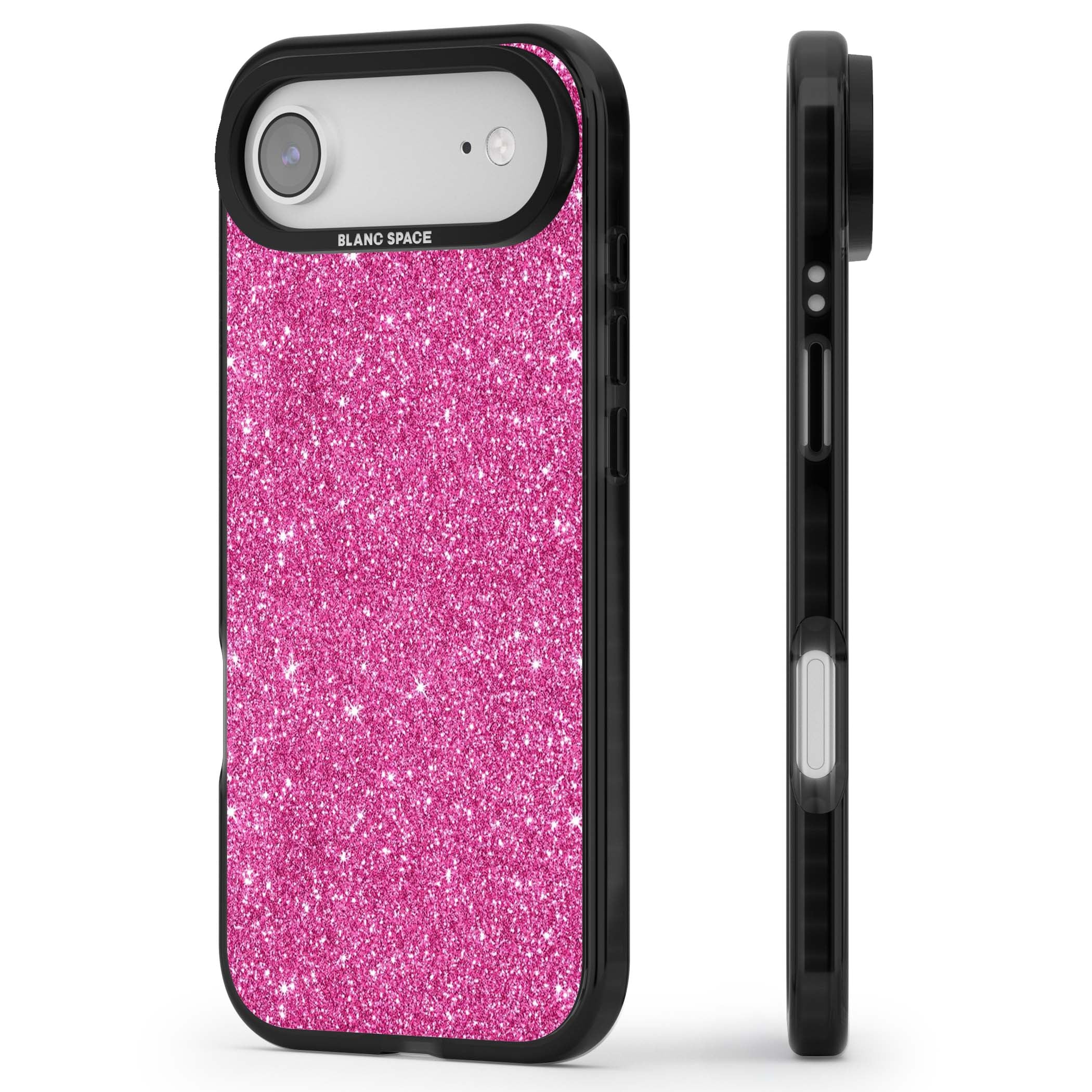 Pink Glitter Y2K iPhone case featuring hot pink glitter wallpaper with sparkle shimmer effect | Clear Impact case for iPhone Air