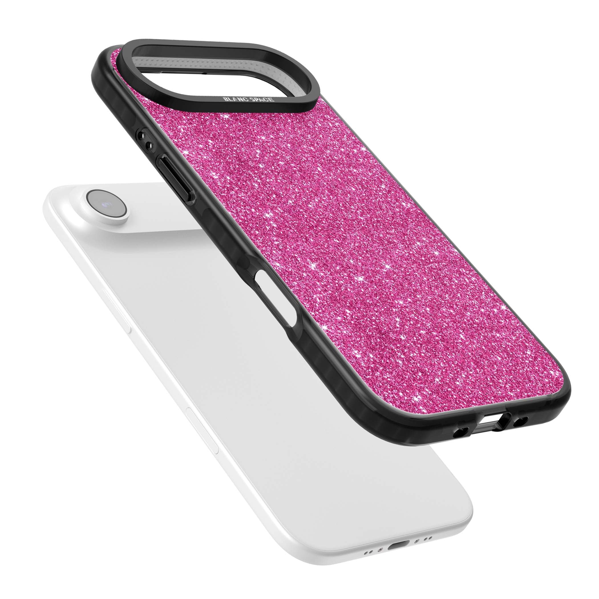Pink Glitter Y2K iPhone case featuring hot pink glitter wallpaper with sparkle shimmer effect | Clear Impact case for iPhone Air
