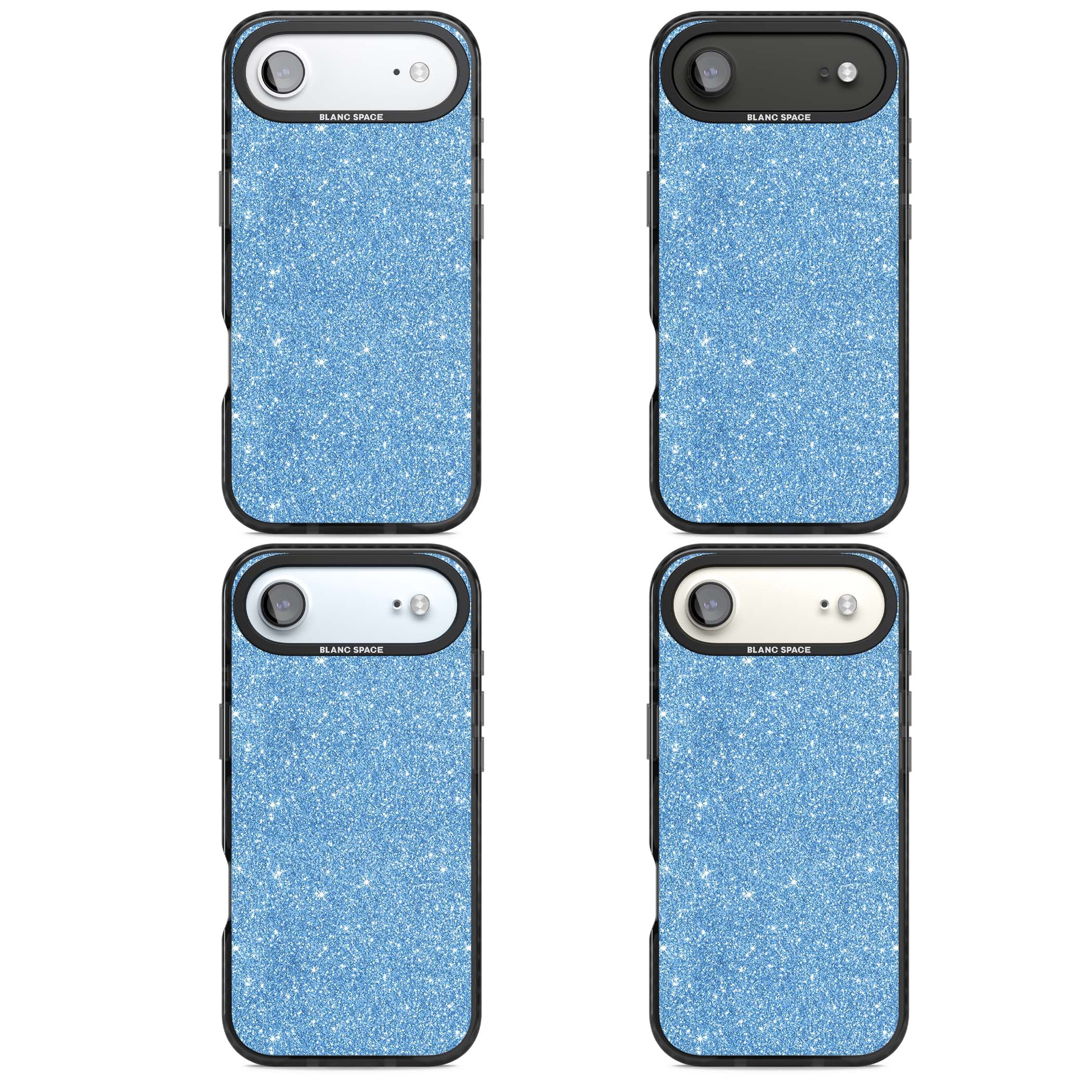 Blue Glitter blue glitter iPhone case featuring dense sparkling cerulean glitter with a glamorous shimmering finish | Clear Impact case for iPhone Air