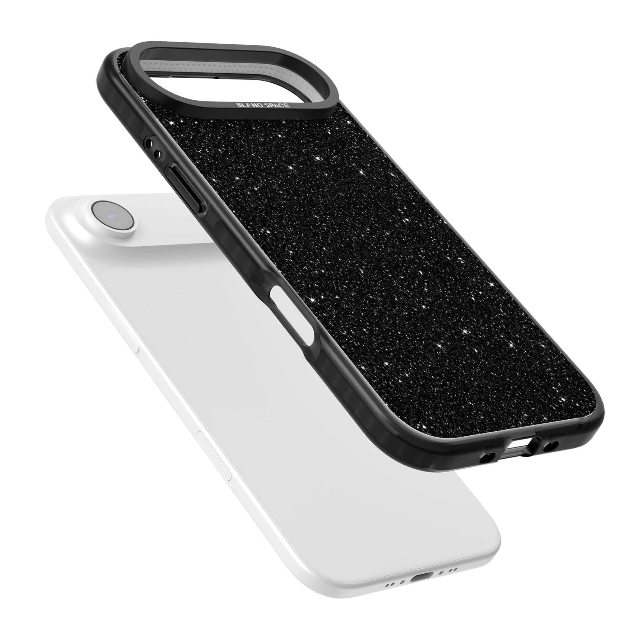 Black Glitter black glitter iPhone case featuring an all-over sparkly shimmer pattern on a jet black base | Clear Impact case for iPhone Air