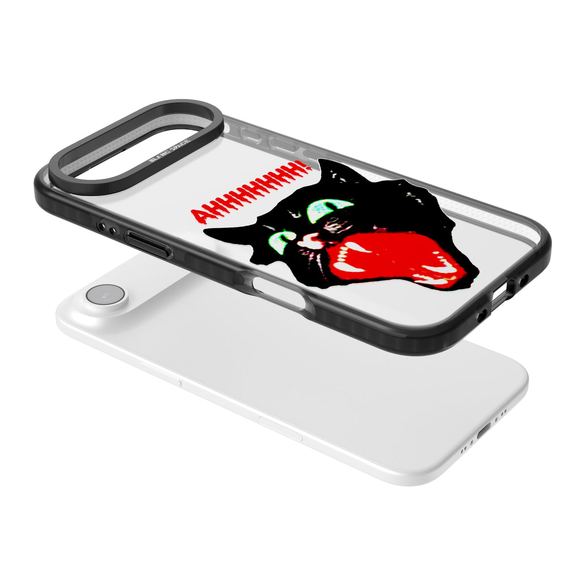 AHH! Cat iPhone Air Impact Black Phone Case angled