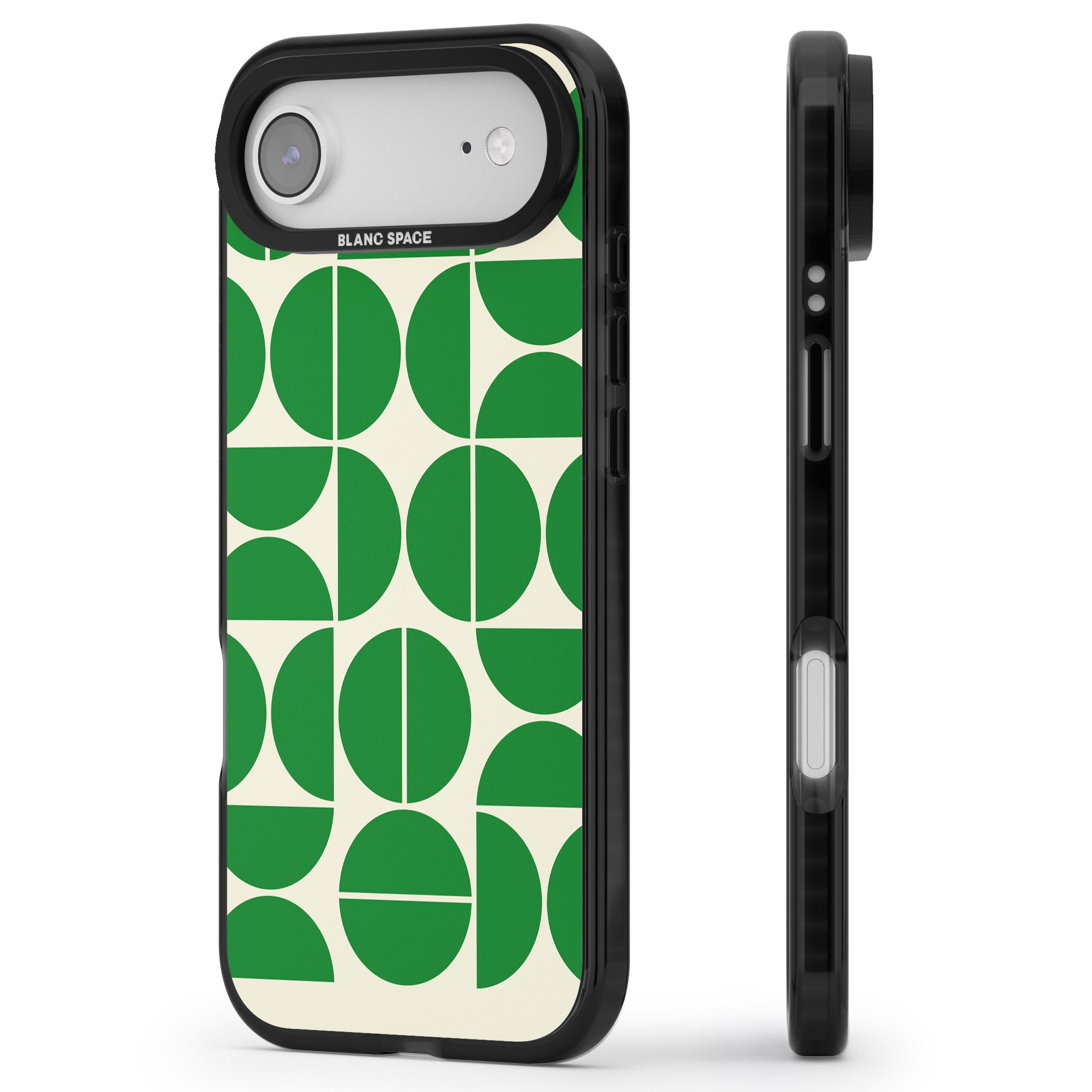 Retro Green Circles iPhone 17 Air Impact Black Phone Case Side Profile