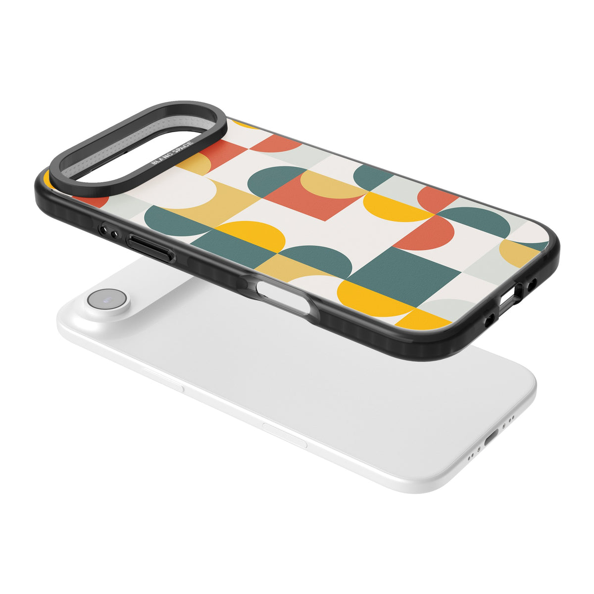 Retro Color Blocks iPhone Air Impact Black Phone Case angled