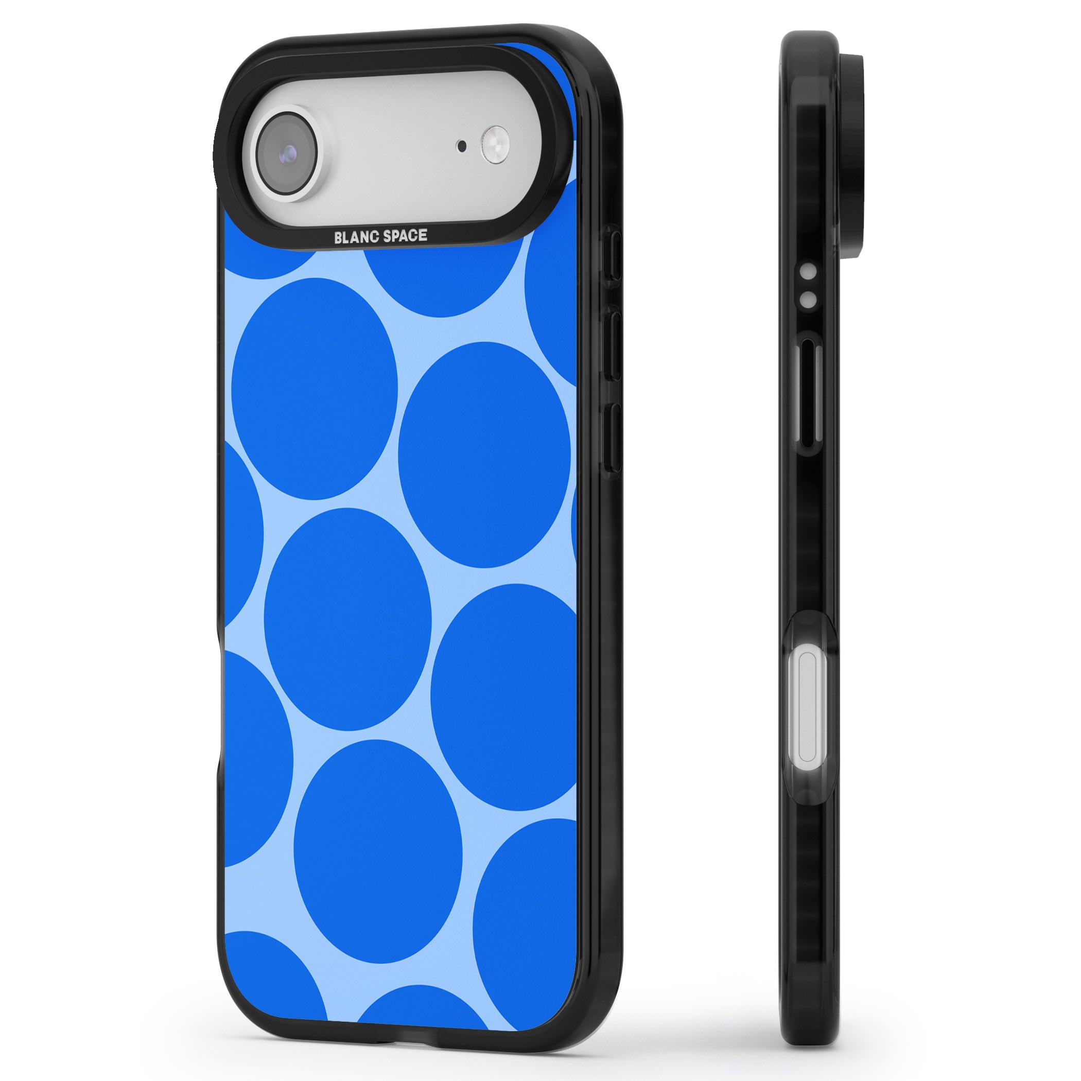 Retro Blue Dot iPhone 17 Air Impact Black Phone Case Side Profile