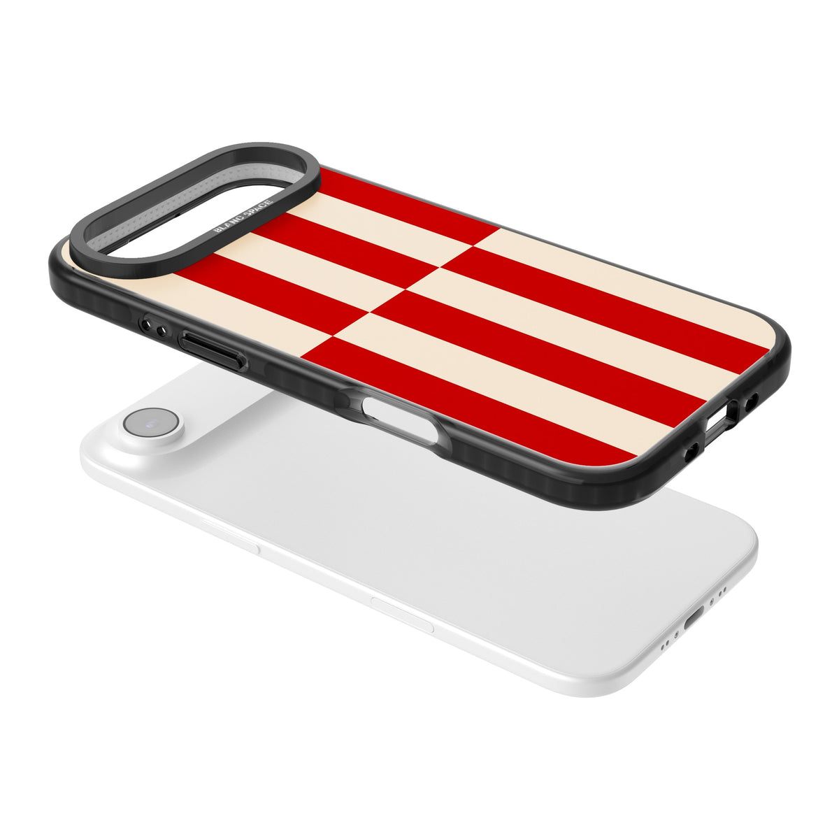 Rouge Stripes iPhone Air Impact Black Phone Case angled