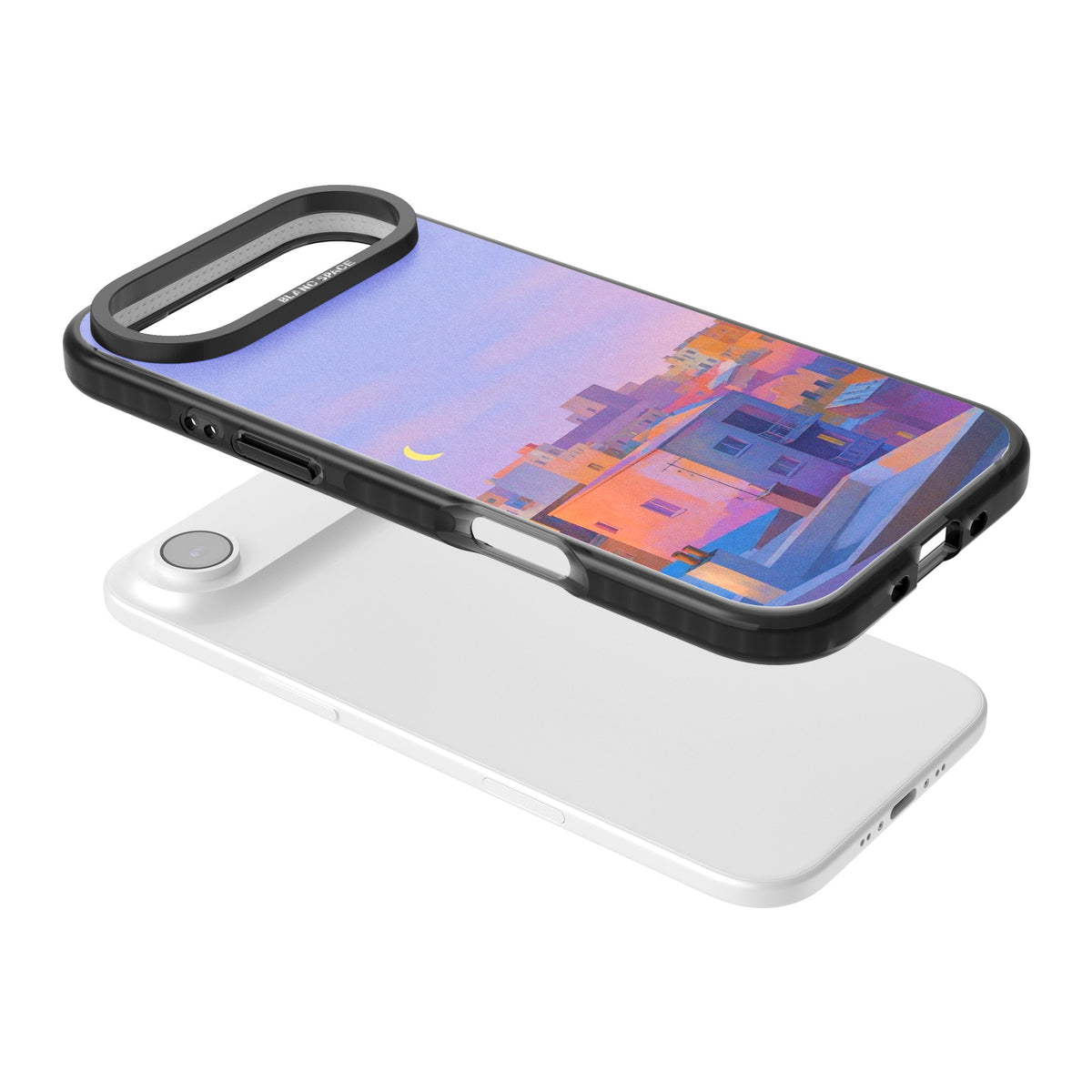 Twilight Rooftops iPhone Air Impact Black Phone Case angled