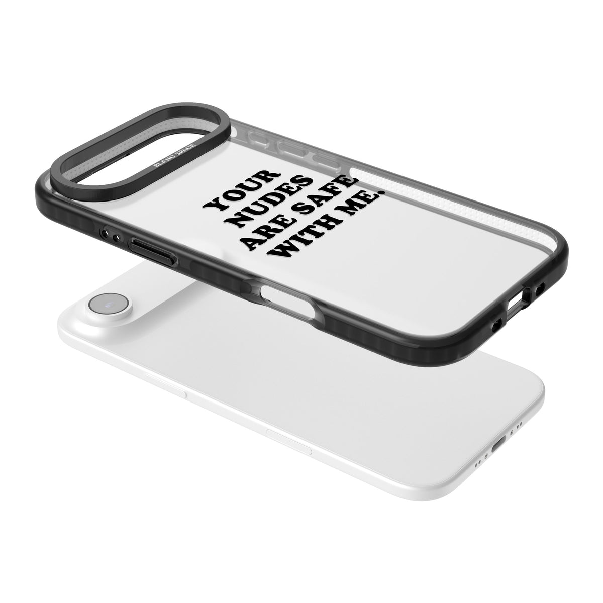 Your Nudes Are Safe Black iPhone Air Impact Black Phone Case angled