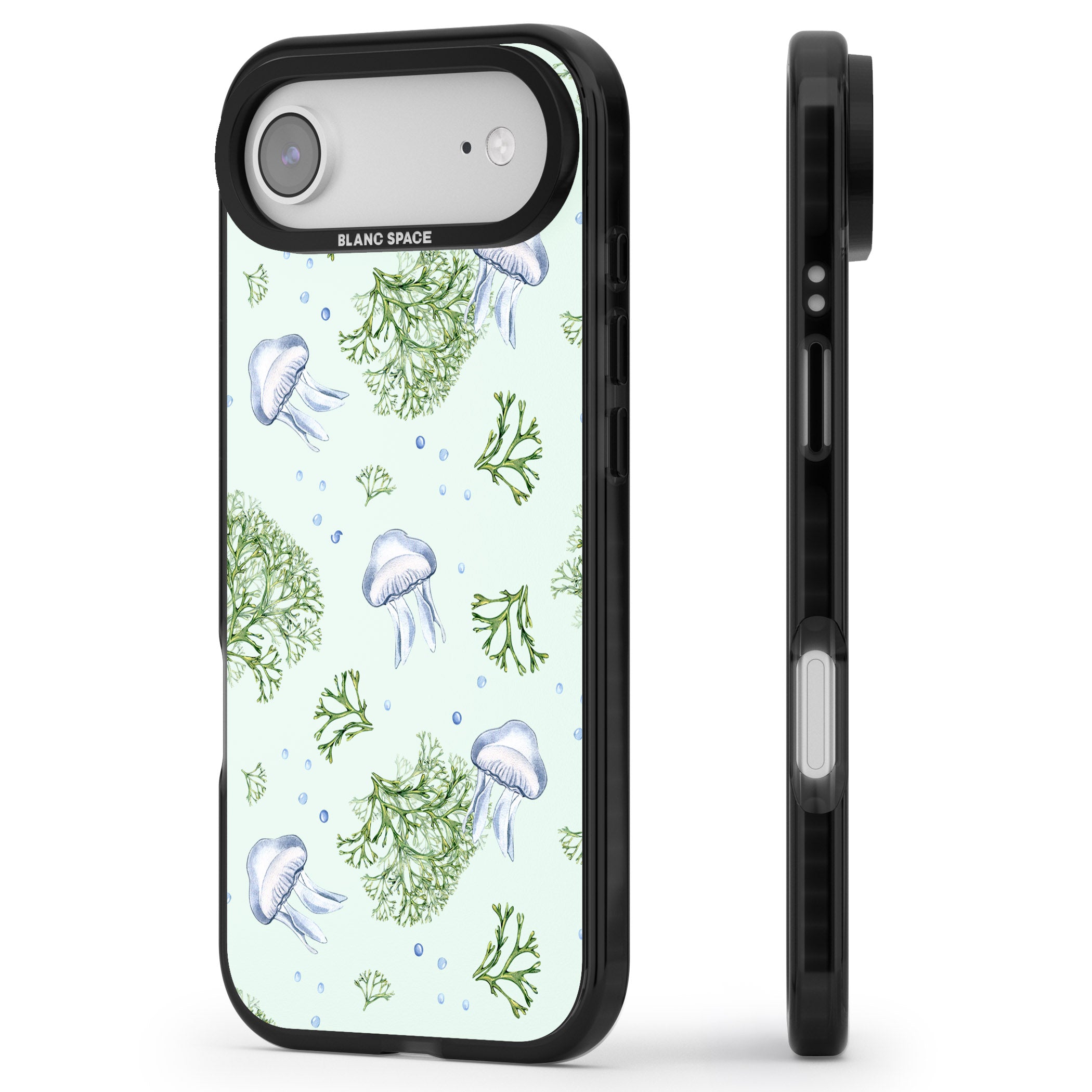 Jellyfish & Seaweed iPhone 17 Air Impact Black Phone Case Side Profile