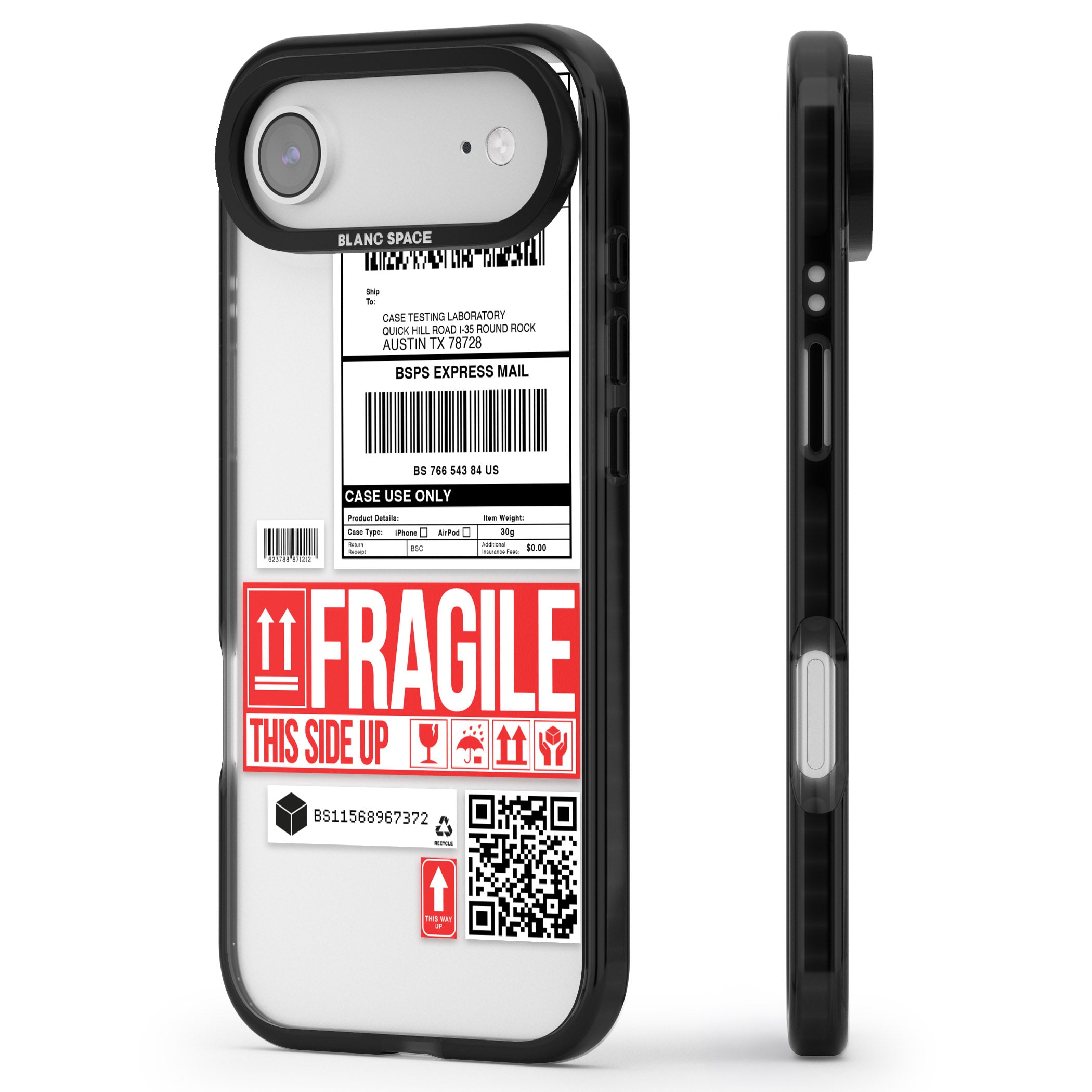 Shipping Label iPhone 17 Air Impact Black Phone Case Side Profile