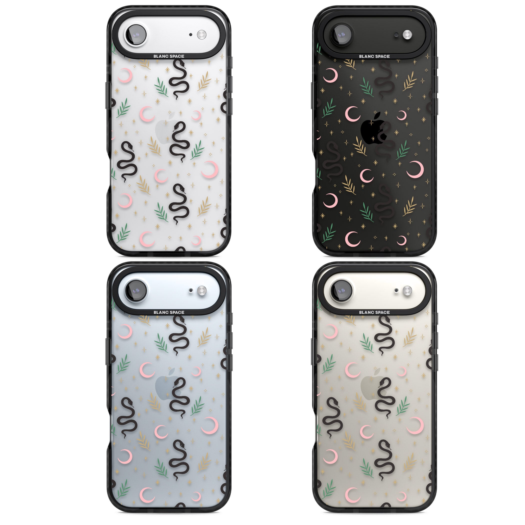 Snake & Moon Pattern iPhone 17 Air Impact Black Phone Case APT Impact Protection