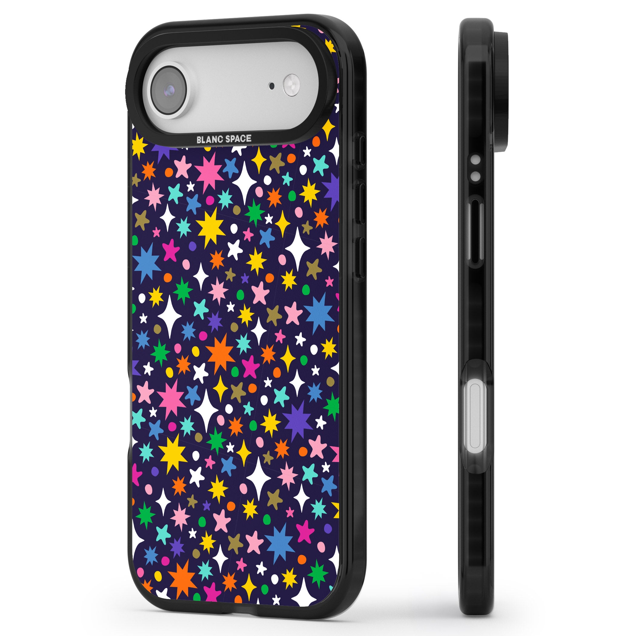 Rainbow Starburst (Purple) iPhone 17 Air Impact Black Phone Case Side Profile