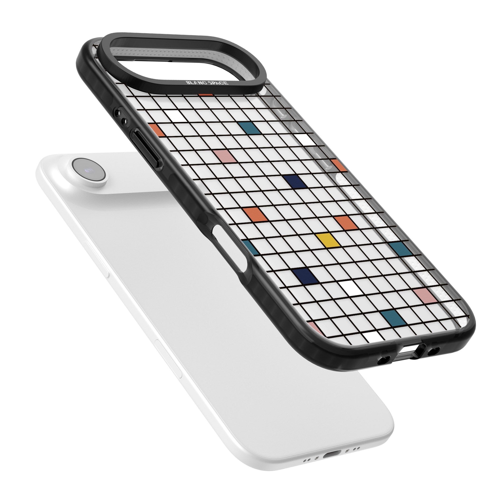 Earthtone Clear Geometric Grid iPhone 17 Air Impact Black Phone Case Colours
