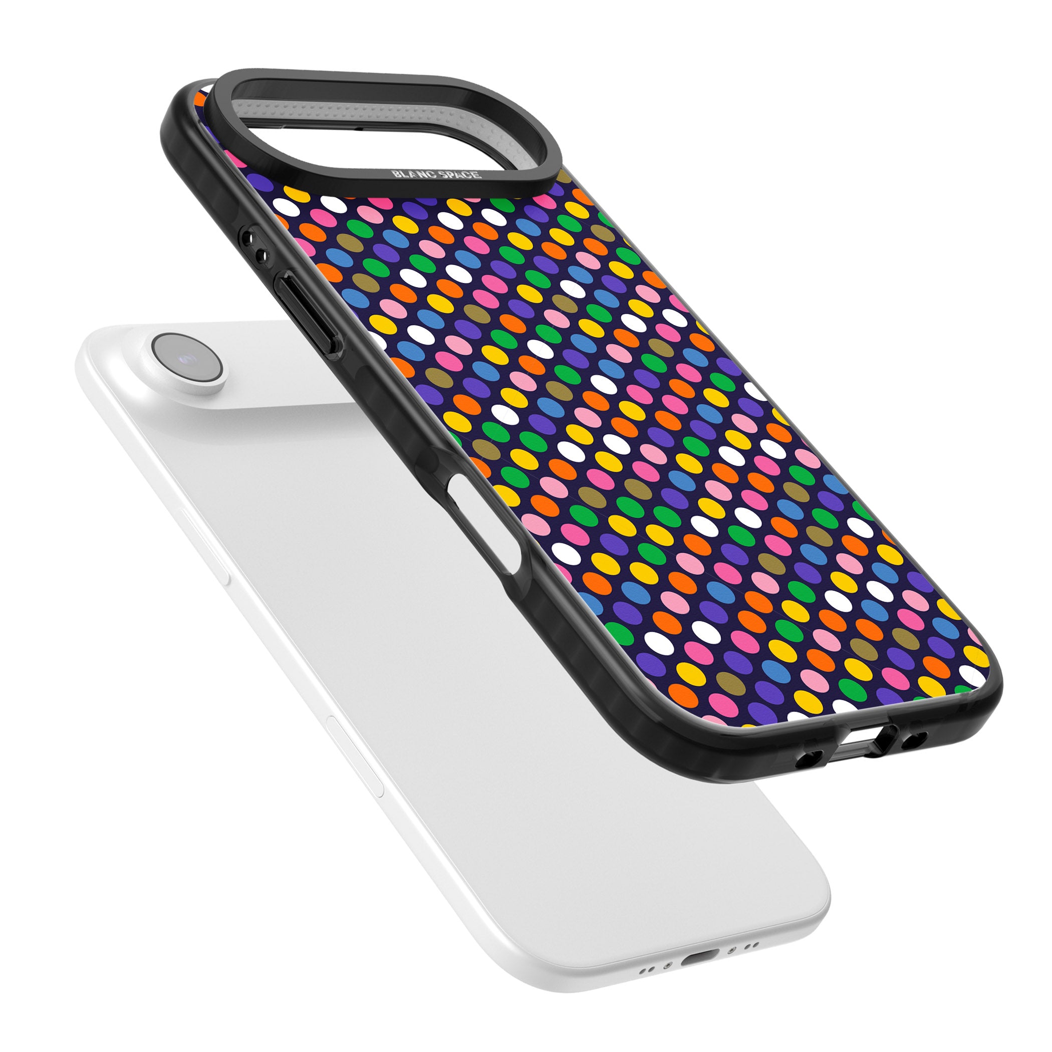 Multicolour Polka Dot Fiesta (Purple) iPhone 17 Air Impact Black Phone Case Colours